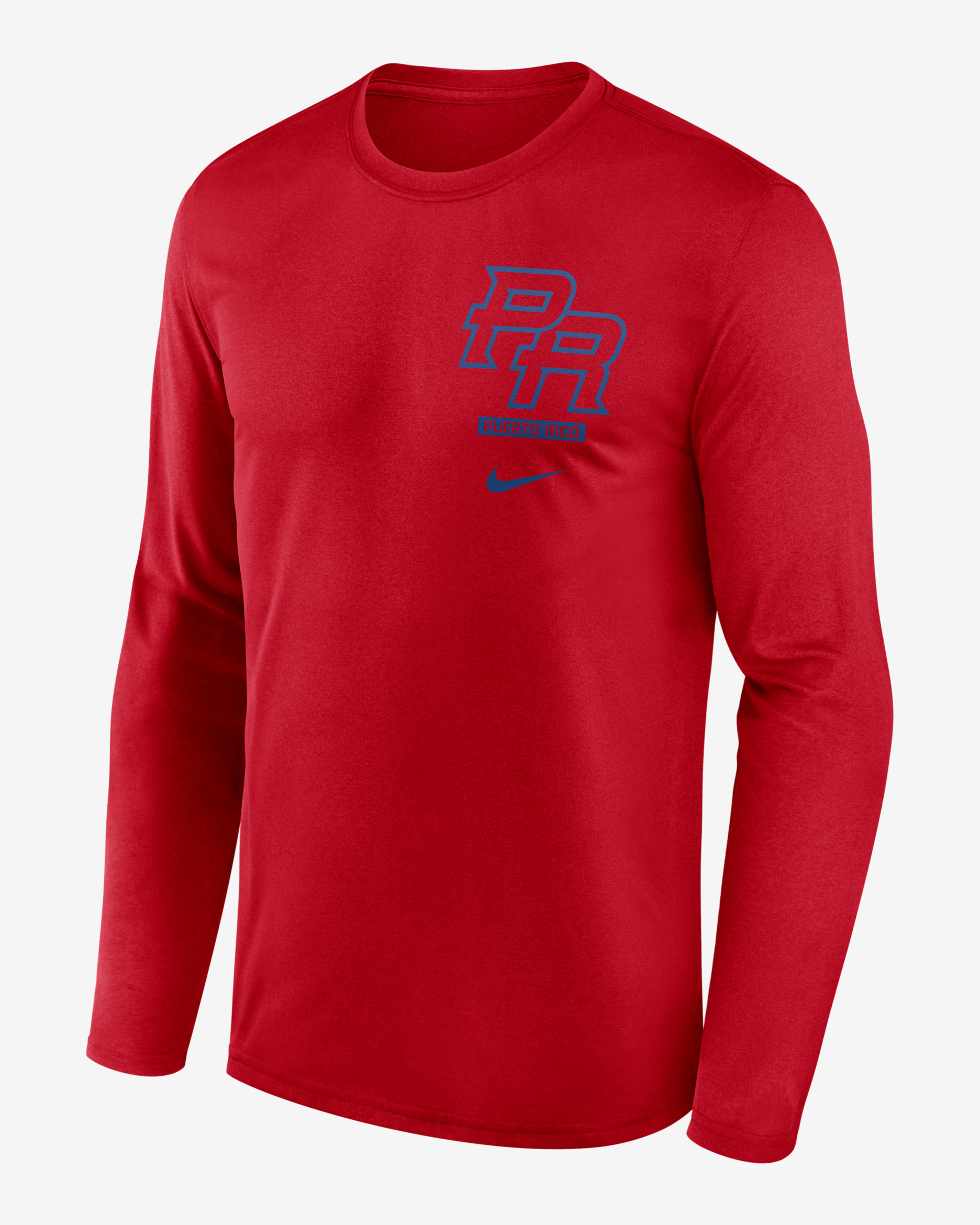 Puerto Rico National Baseball Team 2026 World Baseball Classic 2-Hit Legend Men's Nike Dri-FIT Long-Sleeve T-Shirt - Red