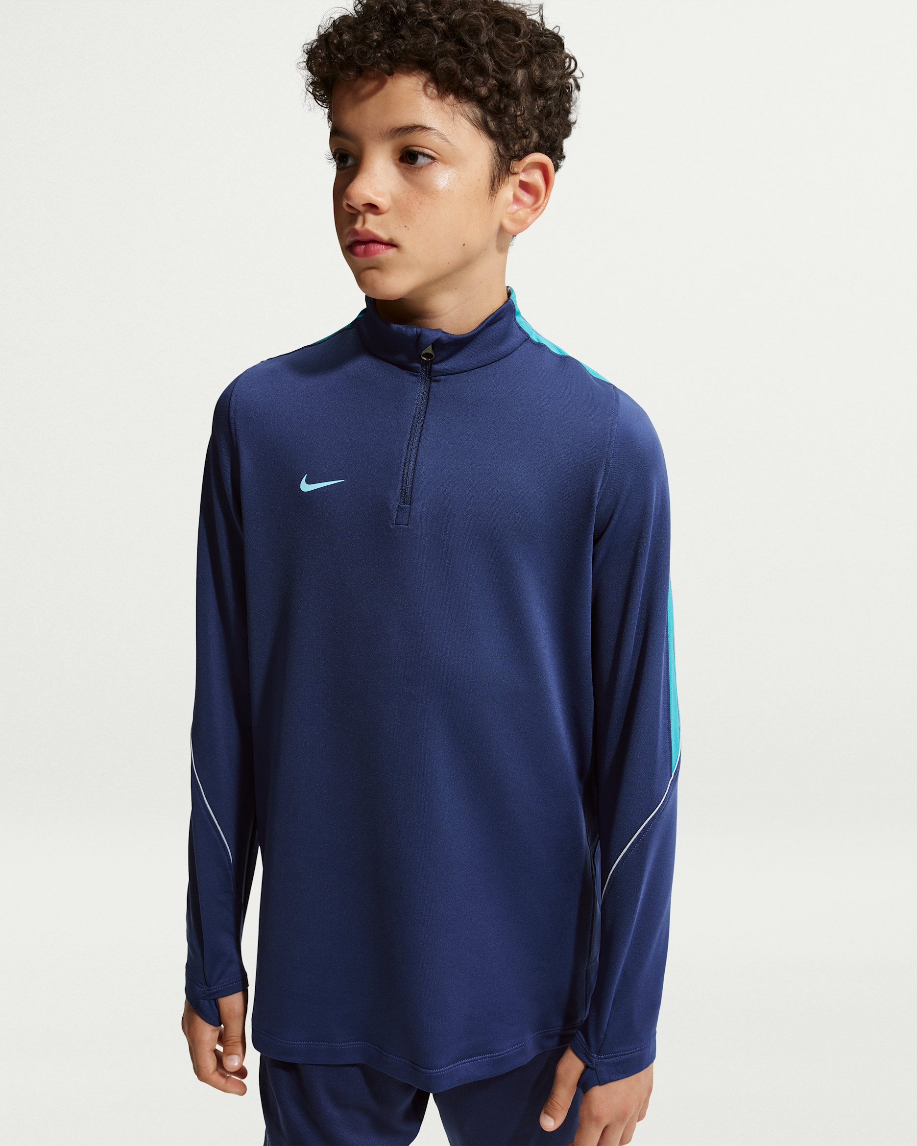Nike Strike Older Kids' Dri-FIT Football Knit Drill Top - Midnight Navy/Vivid Sky/Vivid Sky/Vivid Sky