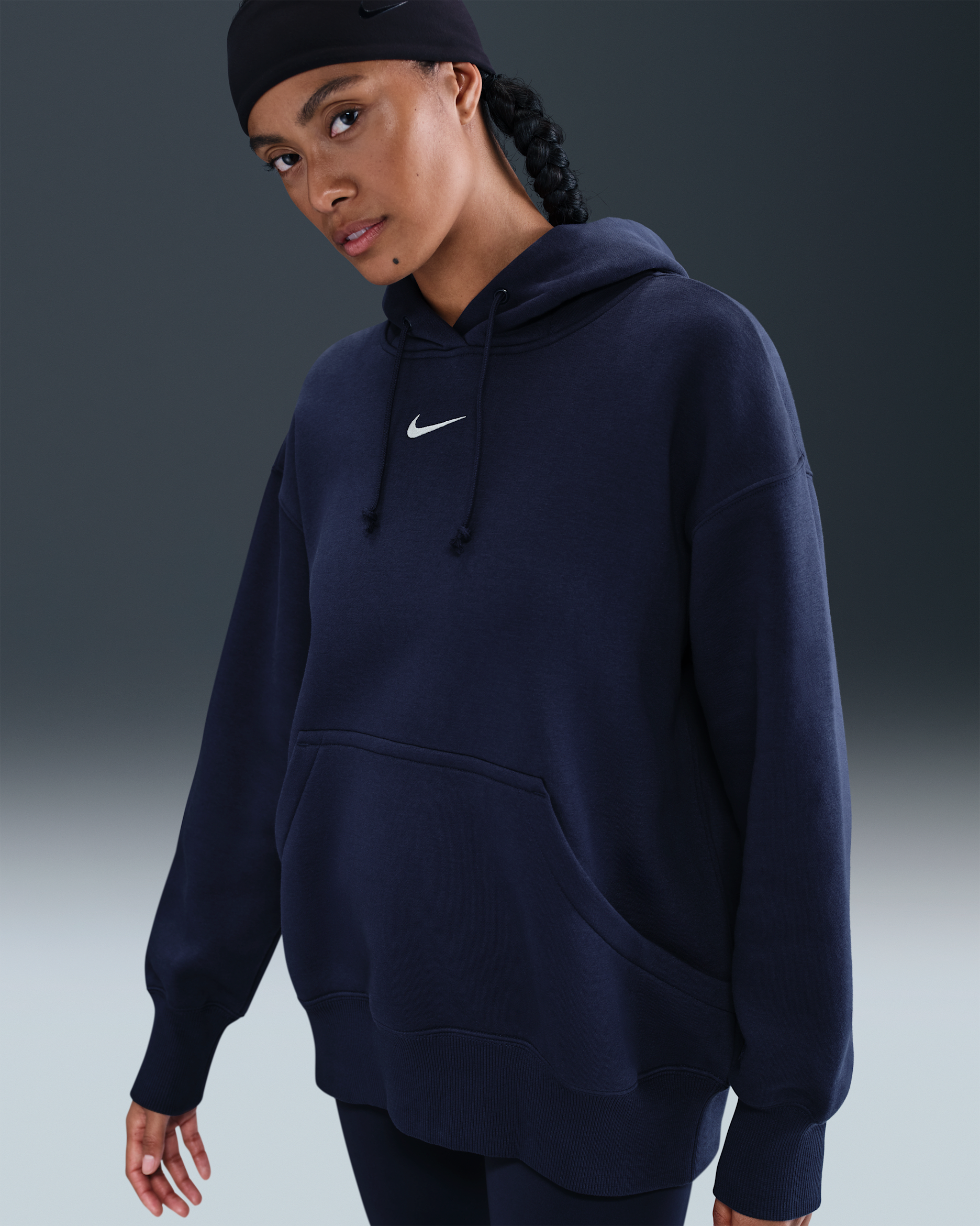 Nike Sportswear Phoenix Fleece Women's Oversized Pullover Hoodie - Midnight Navy/Sail