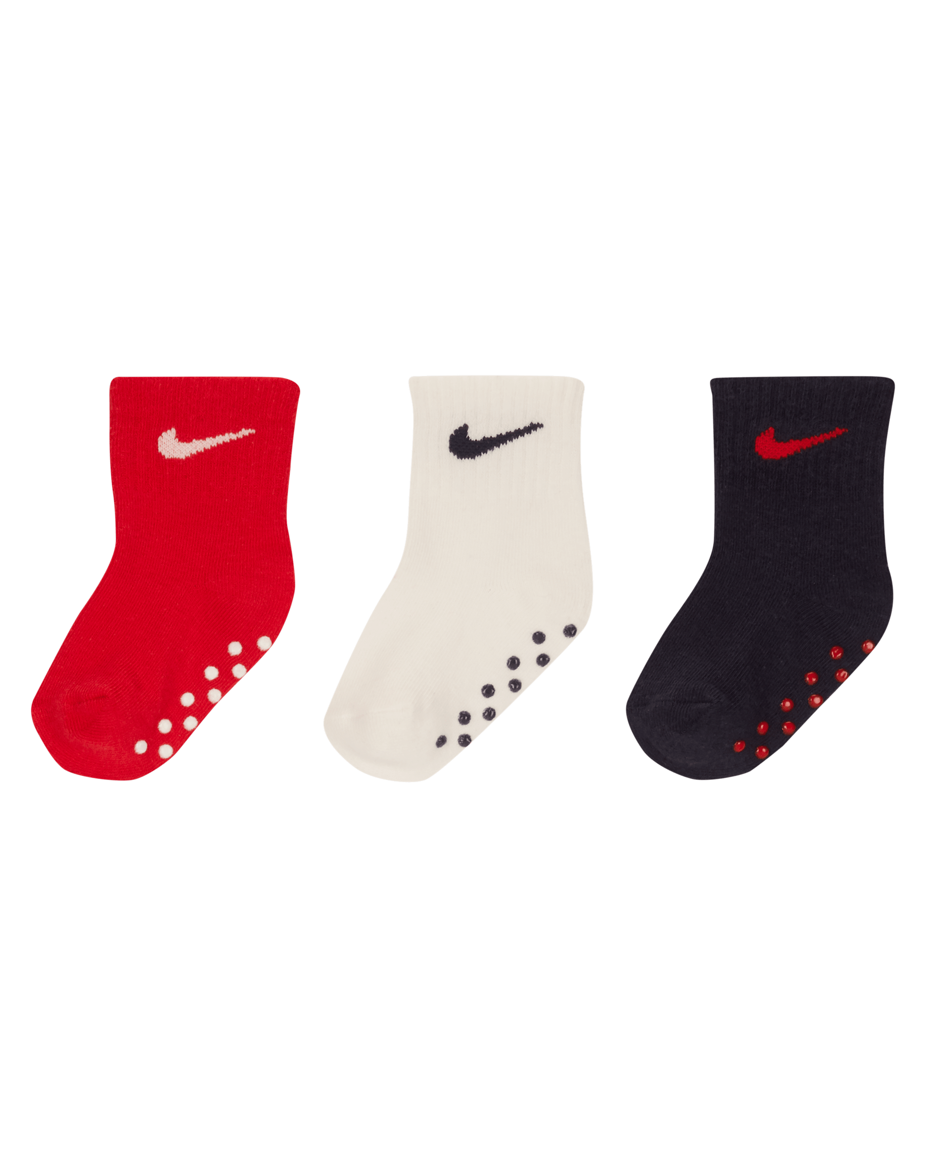 Meias antiderrapantes pelo tornozelo Swoosh Nike para bebé (3 pares) - Multicolor/Vermelho University