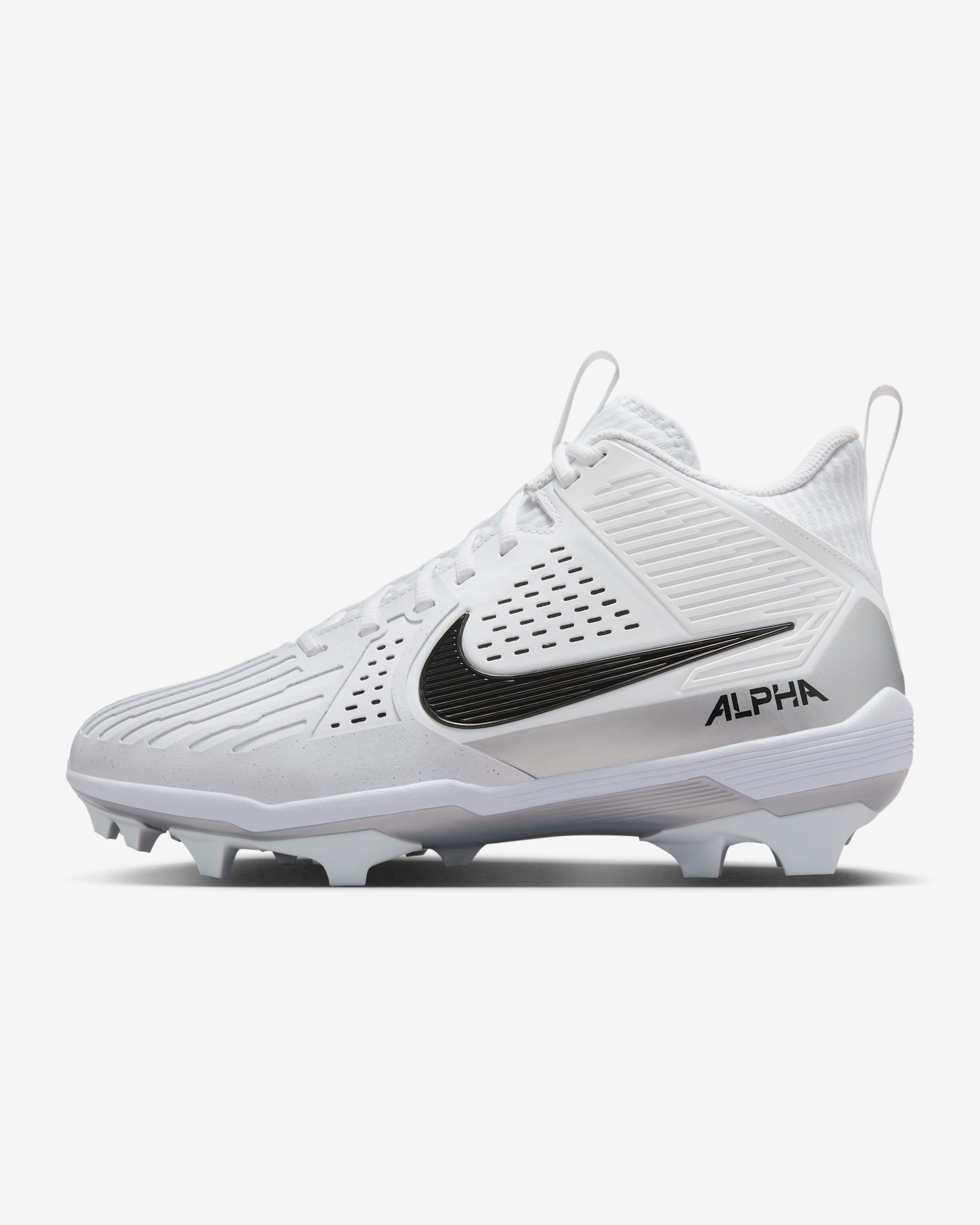 Nike Alpha Menace Strong Men's Football Cleats - White/Metallic Silver/Black