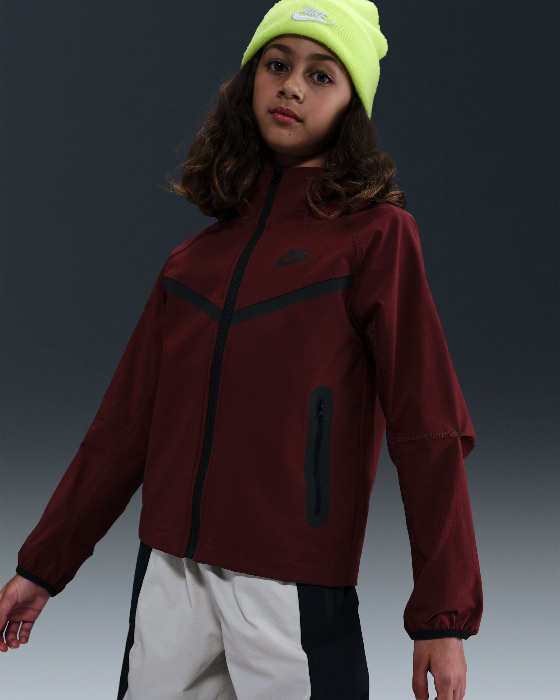 Veste tissée Nike Tech pour ado (garçon) - Dark Team Red/Dark Team Red/Noir