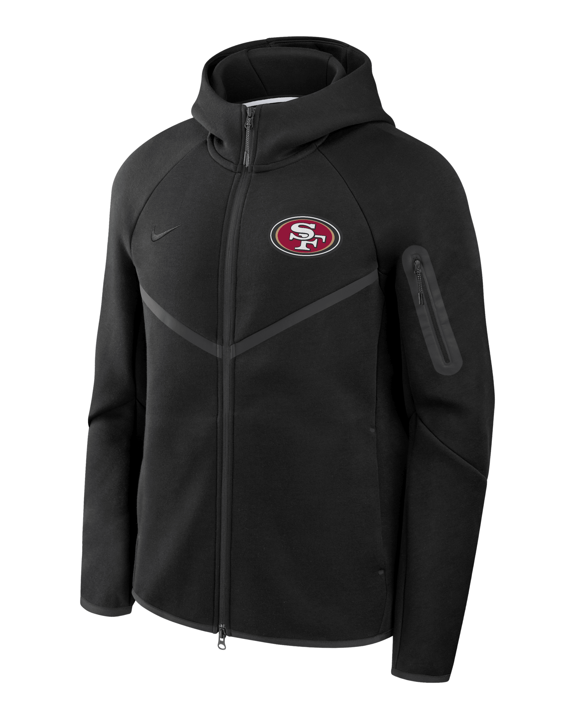 San Francisco 49ers Tech Fleece Windrunner Men's Nike NFL Full-Zip Hooded Jacket - Black