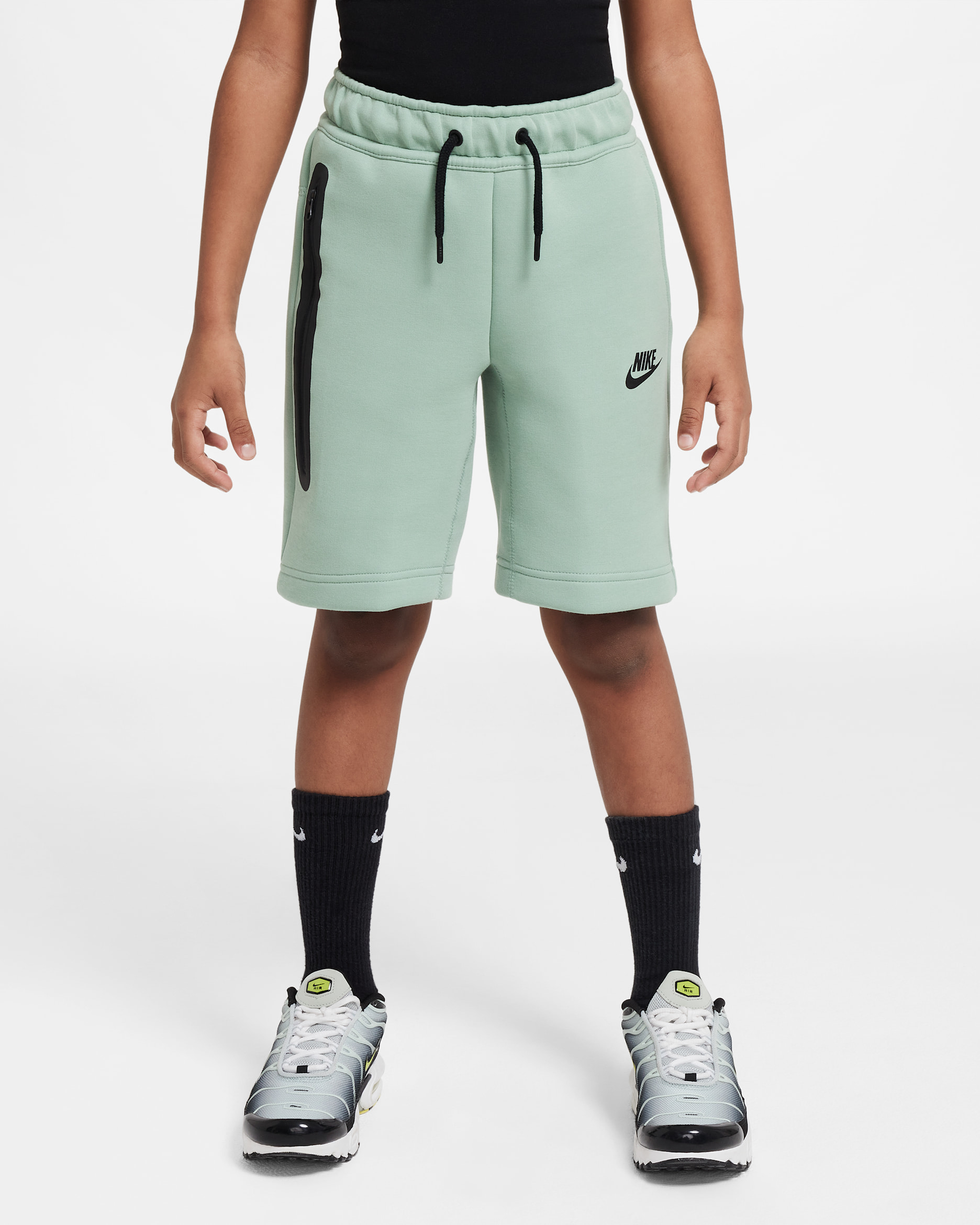 Nike Tech Fleece jongensshorts - Steam/Zwart/Zwart