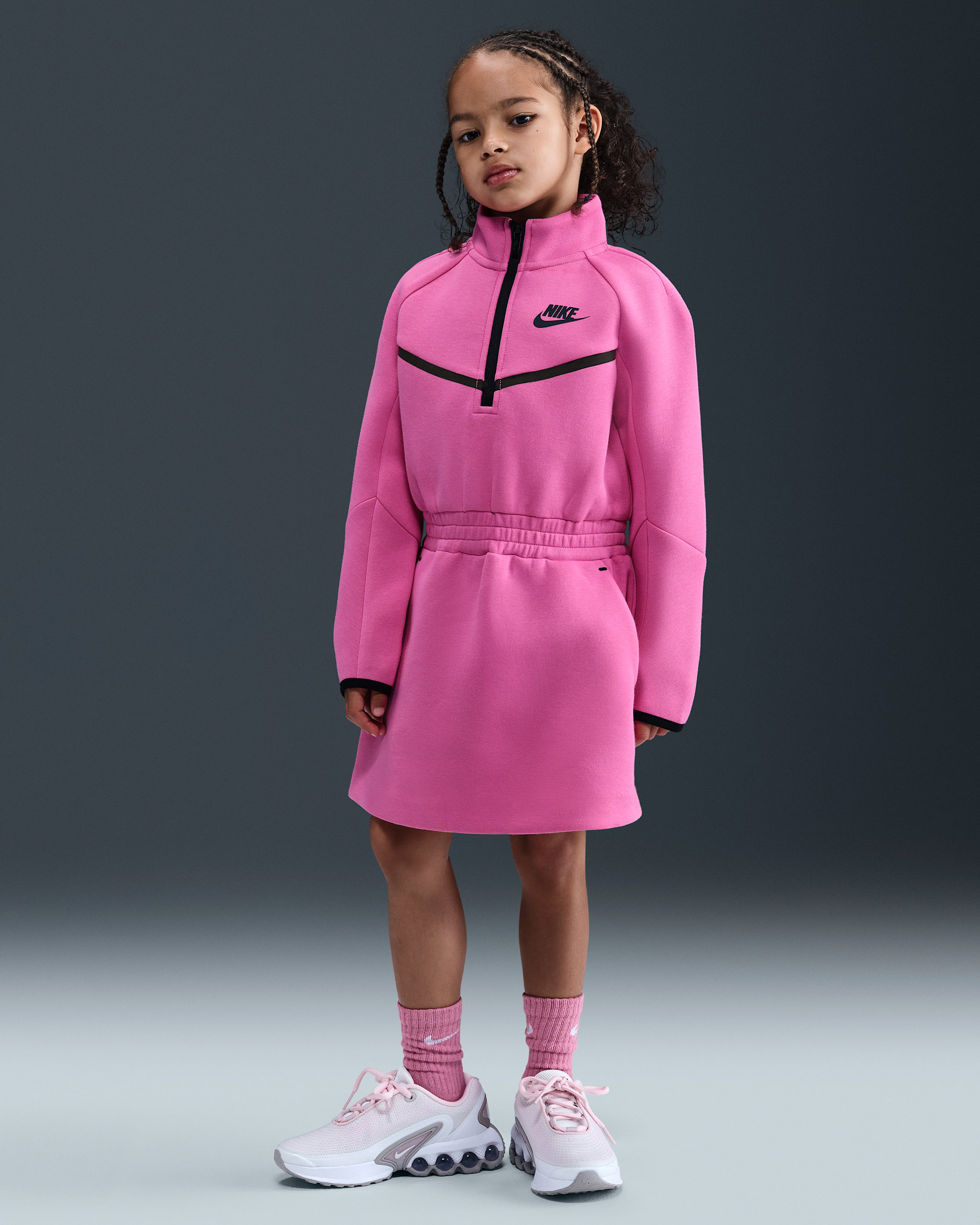 Vestido para niña talla pequeña Nike Tech Fleece  - Rosa alegre