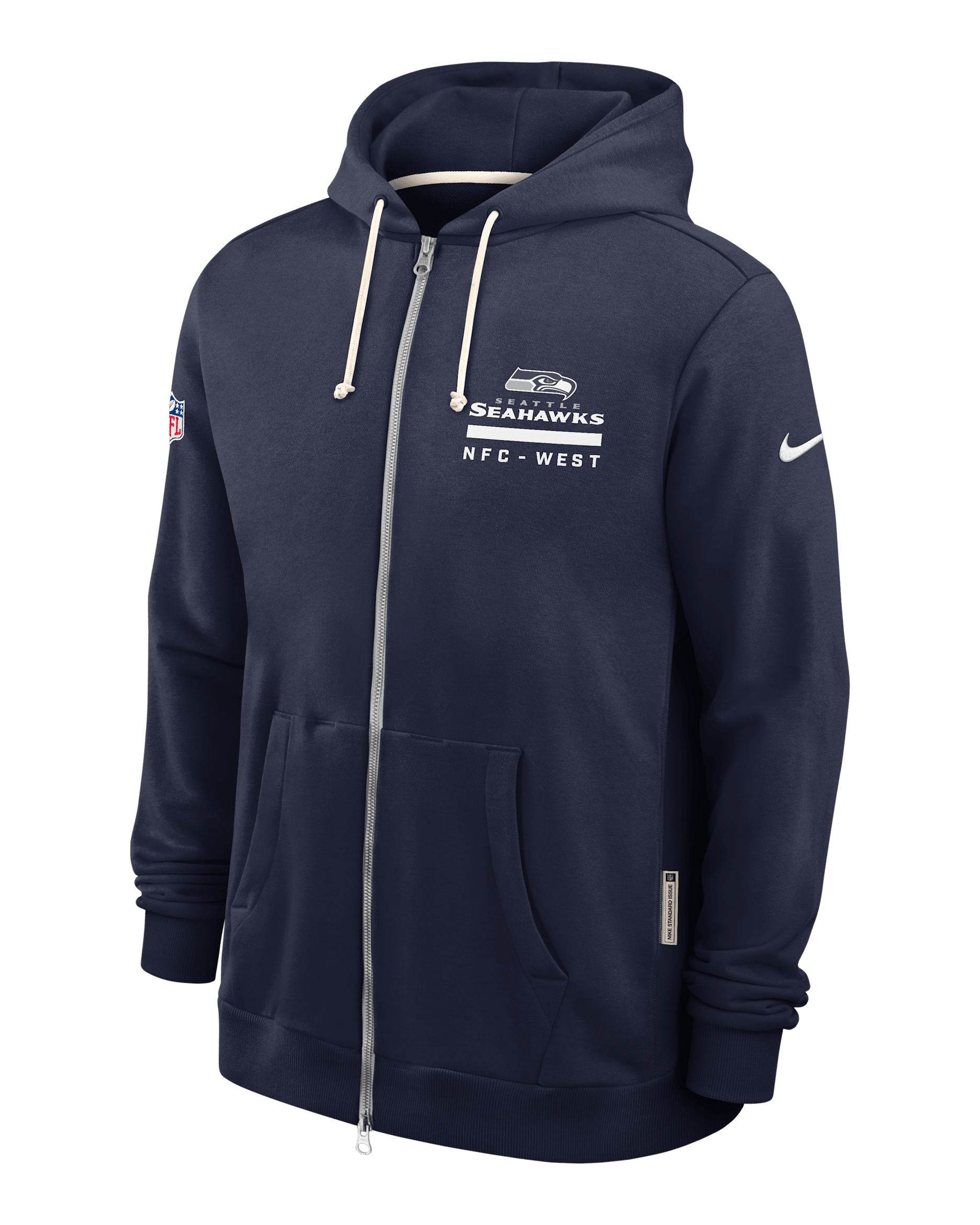 Sudadera con gorro Nike Dri-FIT de la NFL de cierre completo para hombre Seattle Seahawks Utility Player Sideline - Azul marino