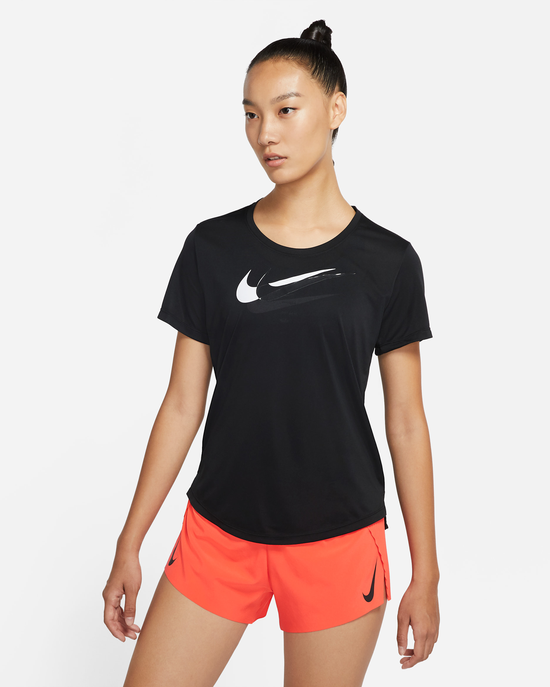 Nike Dri-FIT Swoosh Run Women's Short-Sleeve Running Top - Black/White