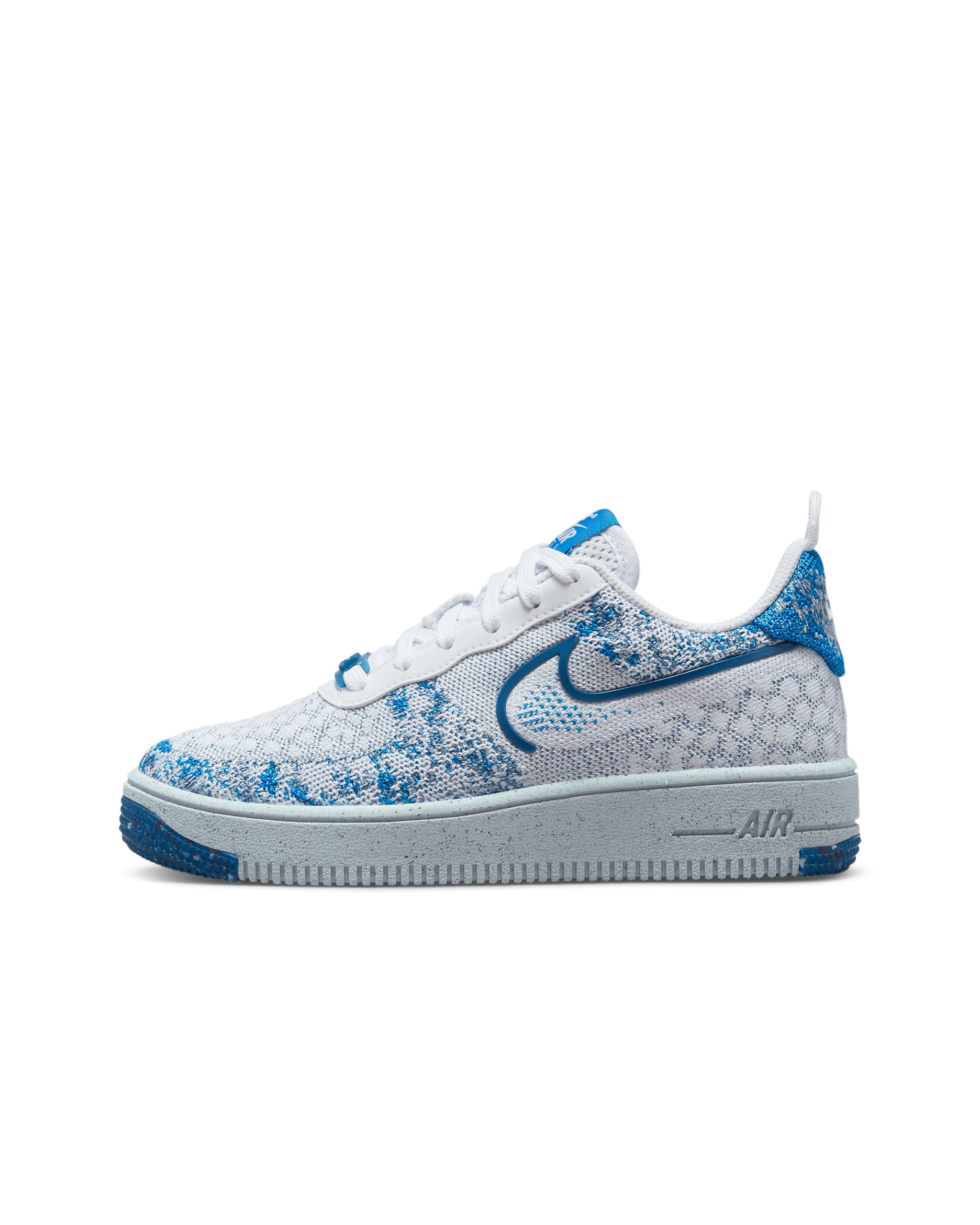 Nike Air Force 1 Crater Flyknit Older Kids' Shoes - White/Dark Marina Blue/Football Grey/Photo Blue