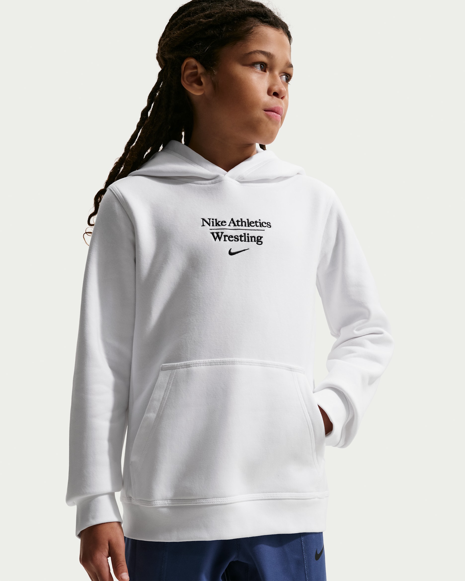 Nike Big Kids' Wrestling Pullover Hoodie - White/Black/Black