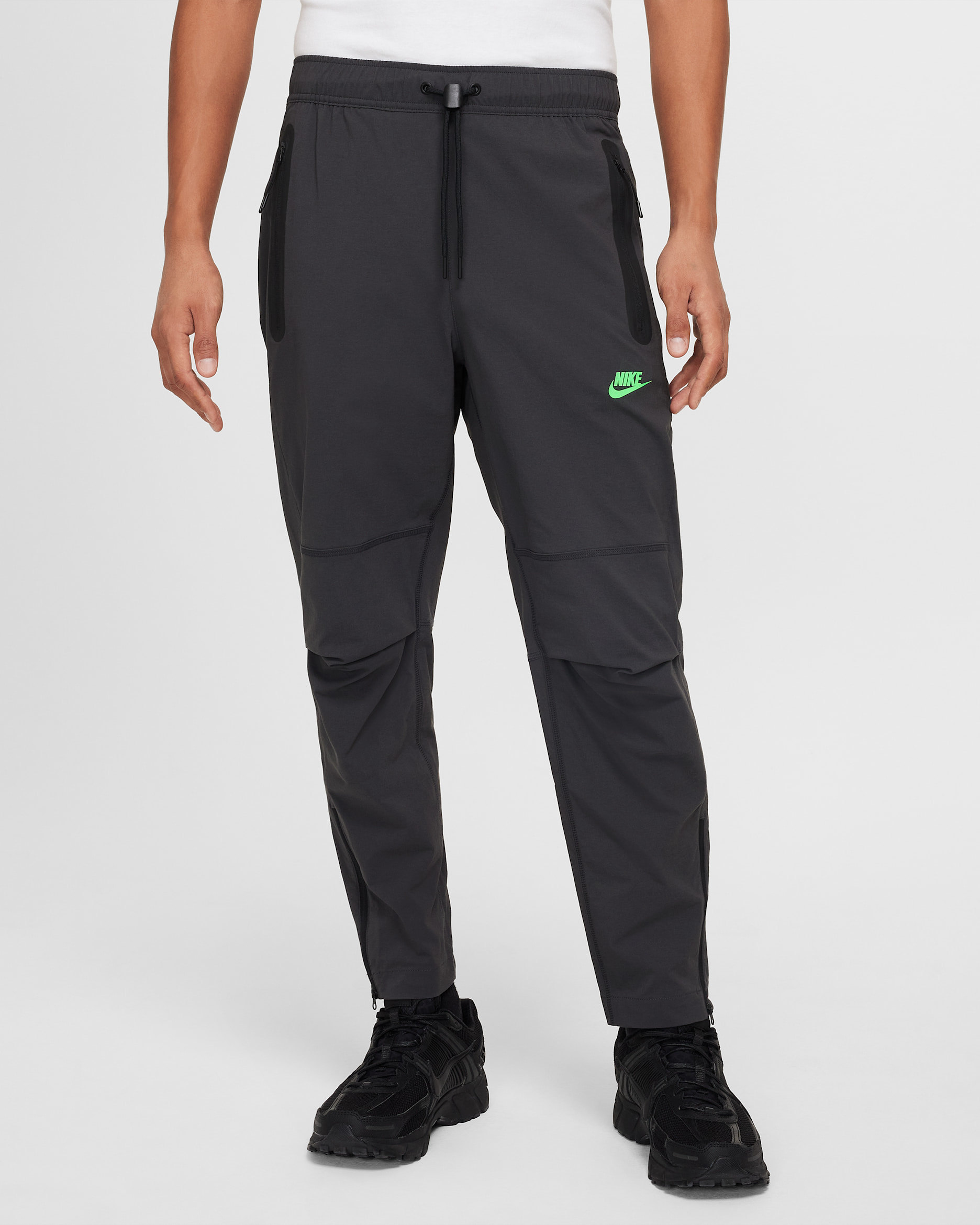 나이키 테크 남성 우븐 팬츠 - 앤트러사이트/그린 스트라이크
