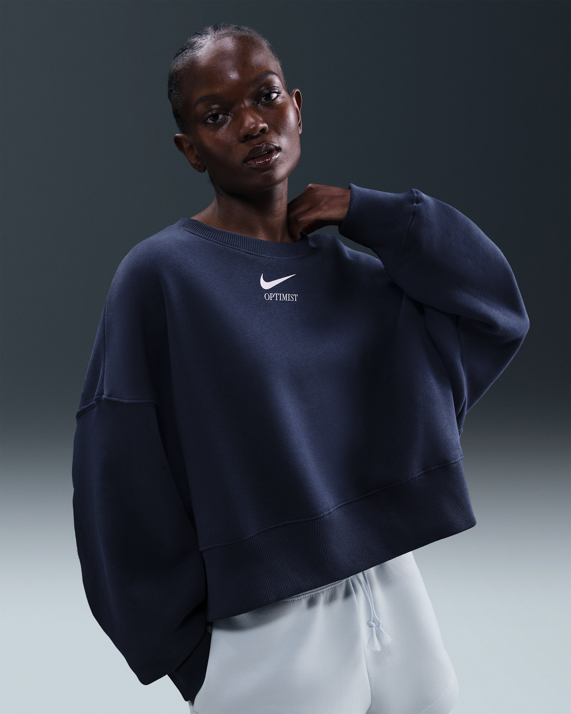Nike Sportswear Phoenix Fleece Oversize-Rundhalsshirt (Damen) - Midnight Navy/Doll