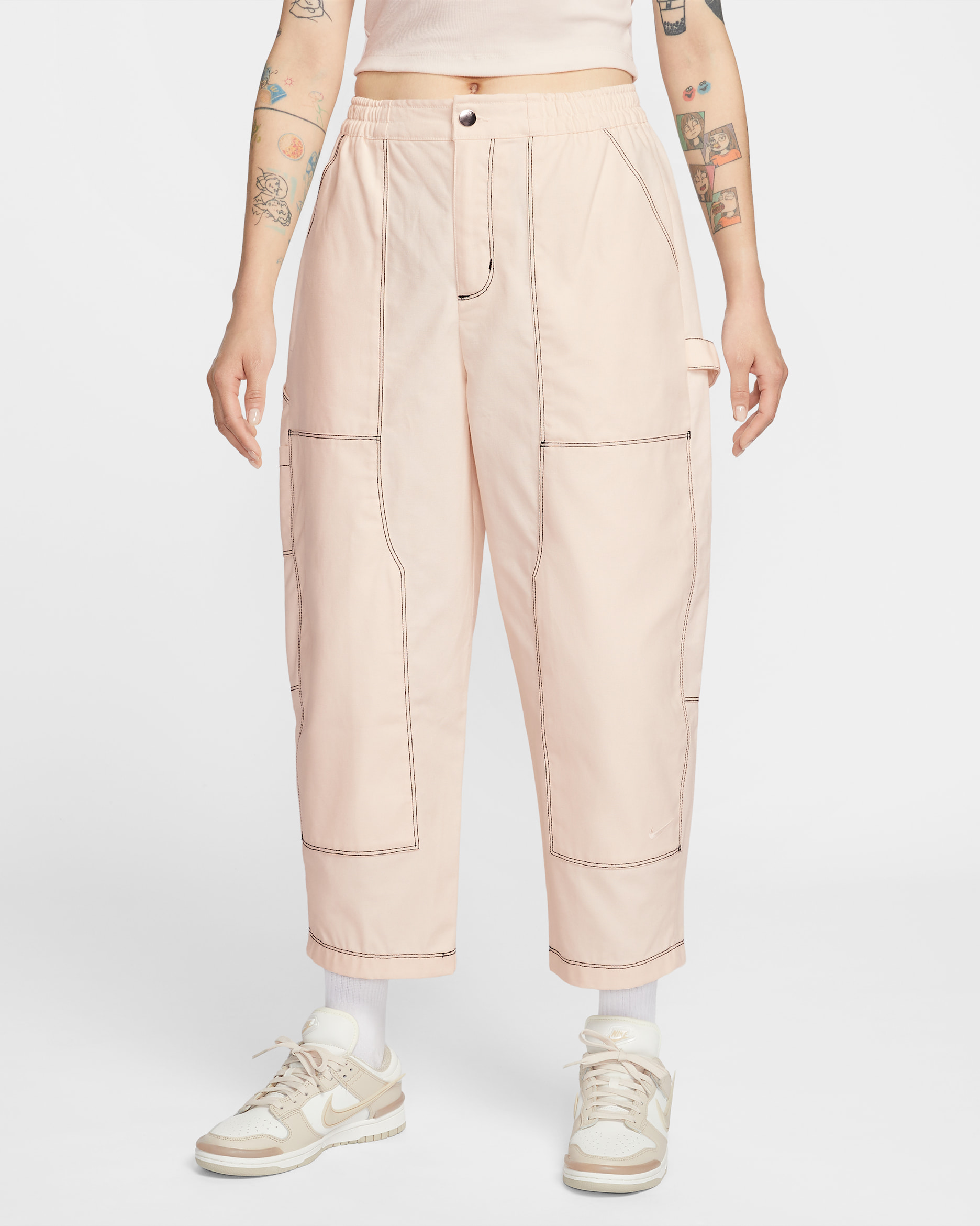 나이키 스포츠웨어 여성 루즈 로우라이즈 카펜터 팬츠 - 초크/아이스 실버/초크