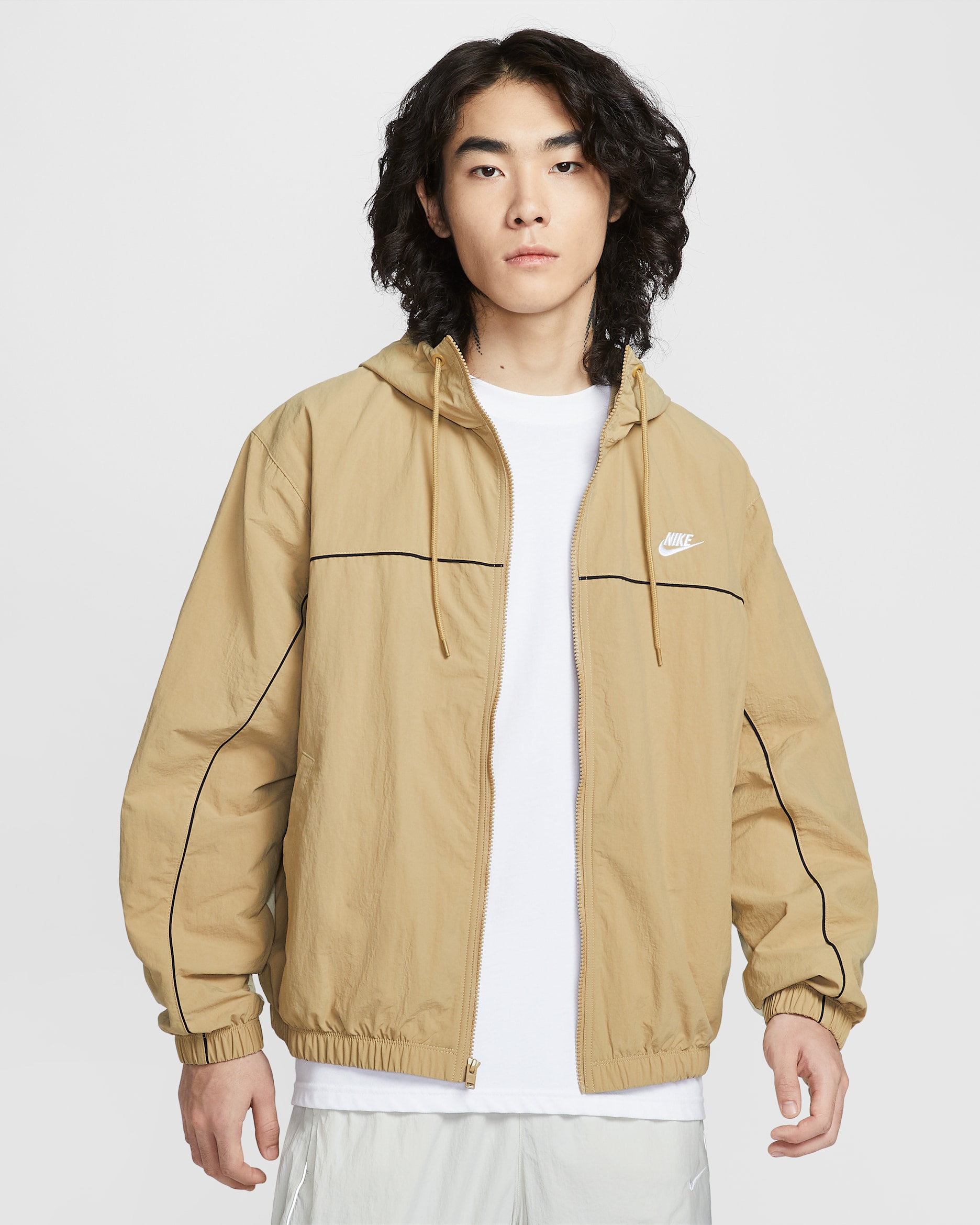 나이키 클럽 남성 후드 재킷 - 파라슈트 베이지/라이트 카키/블랙/화이트