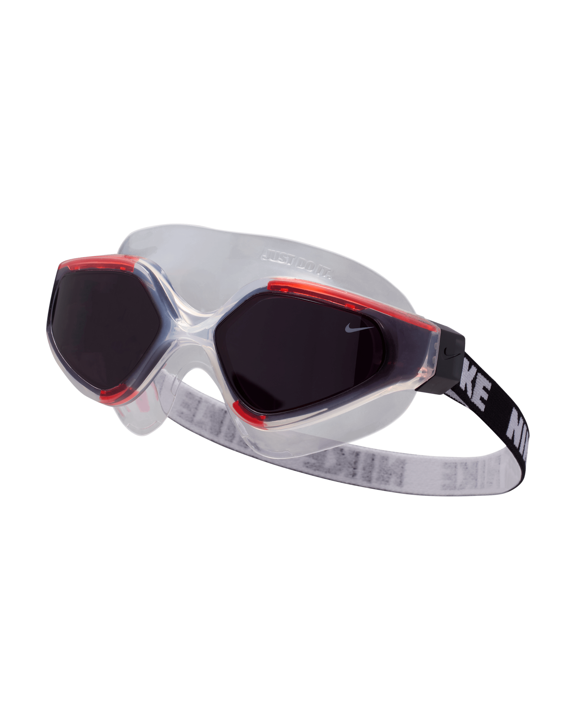 Goggles tipo máscara para natación Nike Expanse - Rojo picante/Transparente/Humo oscuro/Blanco
