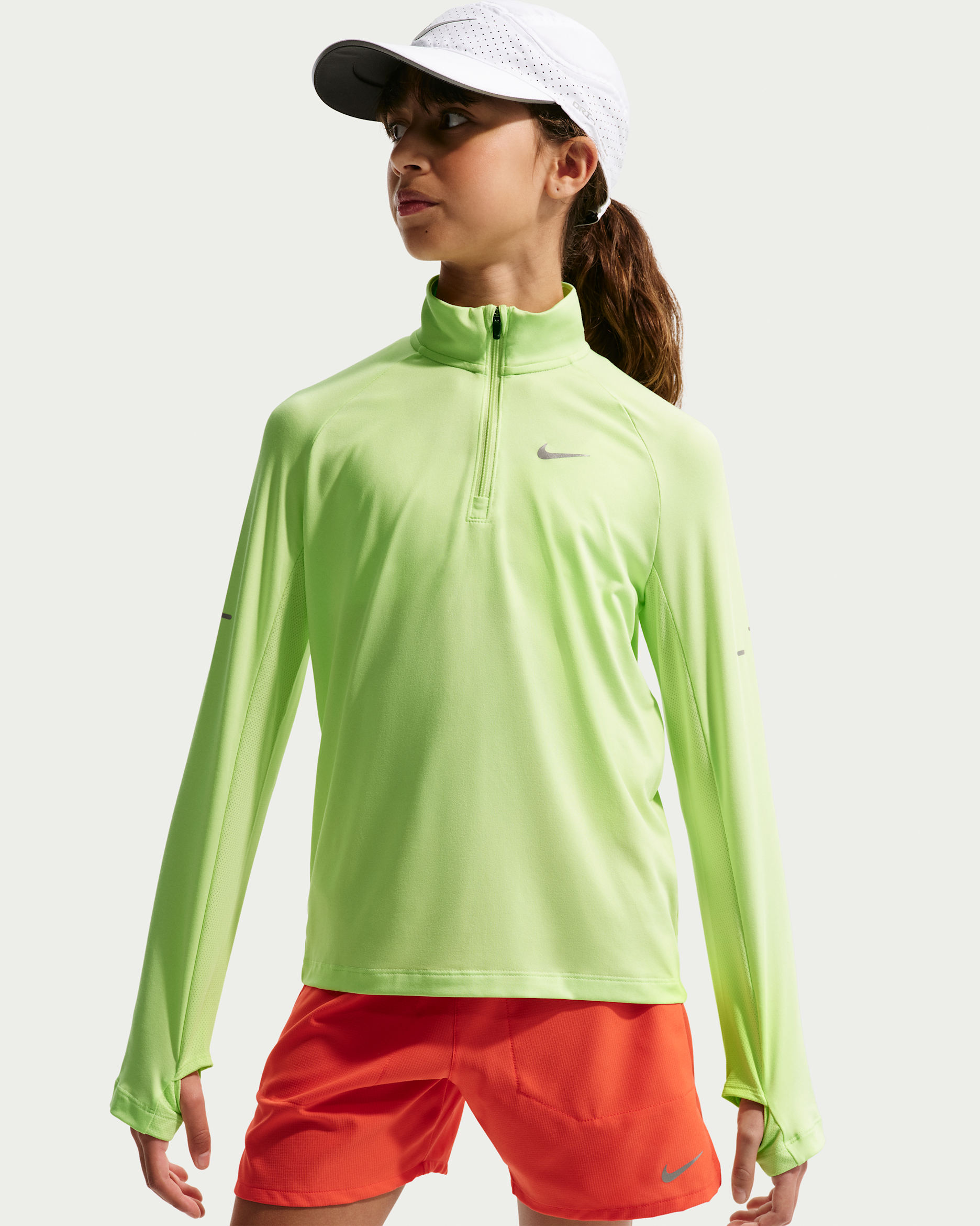 Nike Stride Dri-FIT-Oberteil mit Halbreißverschluss (Kinder) - Light Liquid Lime