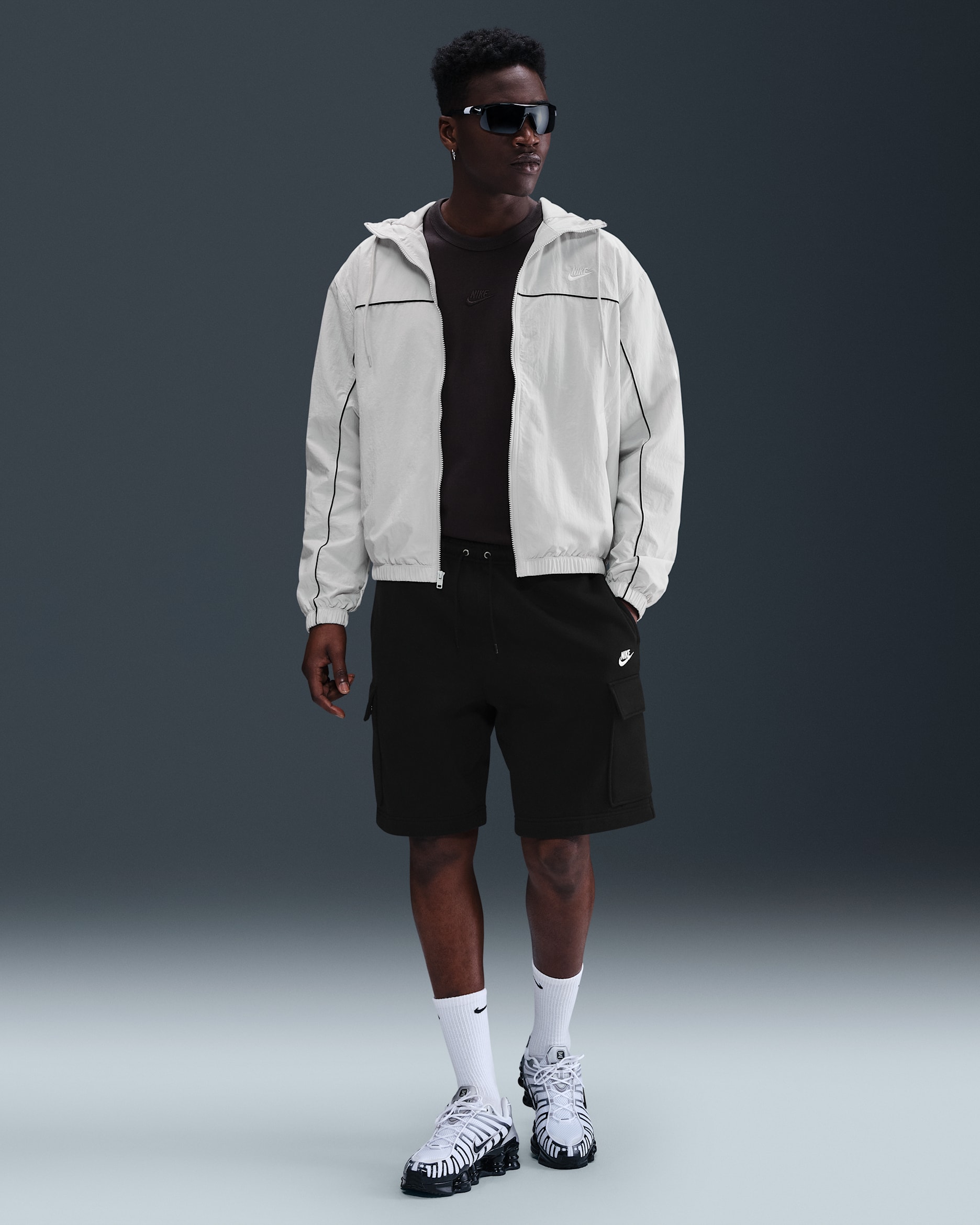 Nike Club Men's Fleece Cargo Shorts - Black/Black/White