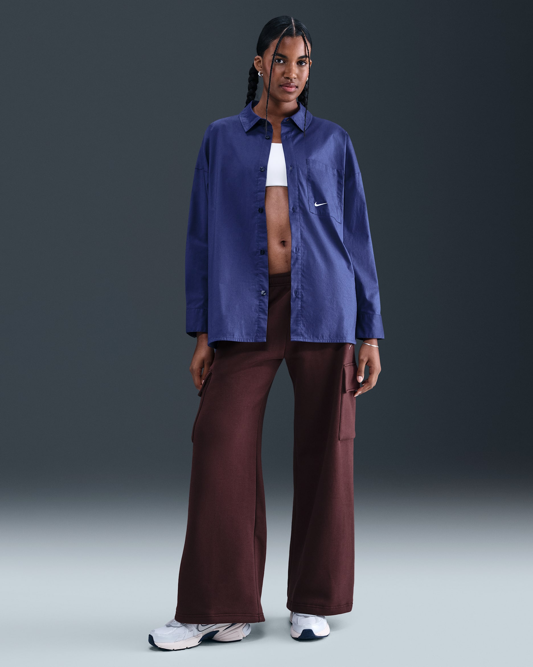 Pantalones deportivos cargo para mujer Nike Sportswear Phoenix Fleece - Burdeos enérgico/Vela