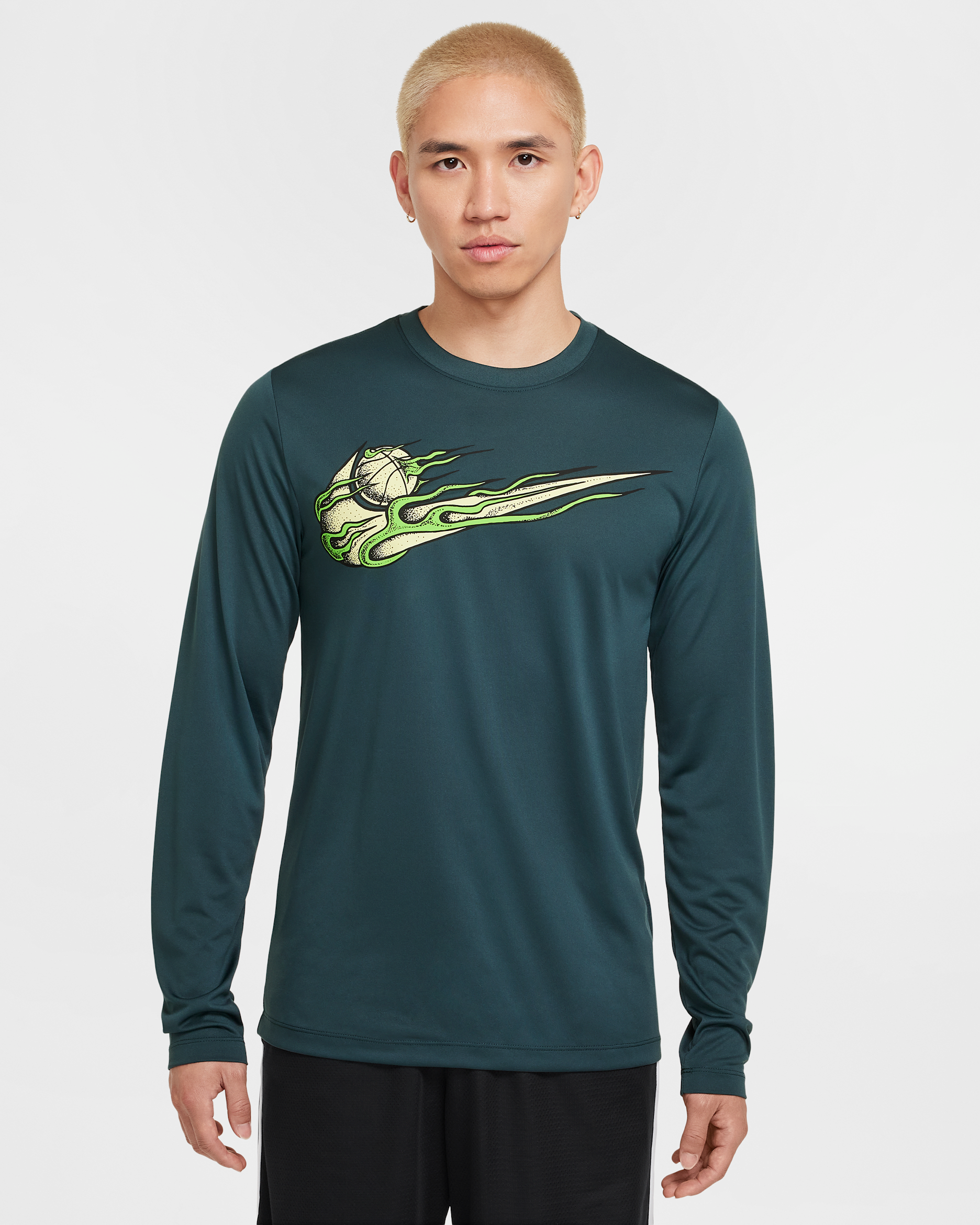 ナイキ メンズ Dri-FIT ロングスリーブ バスケットボール Tシャツ - ディープジャングル
