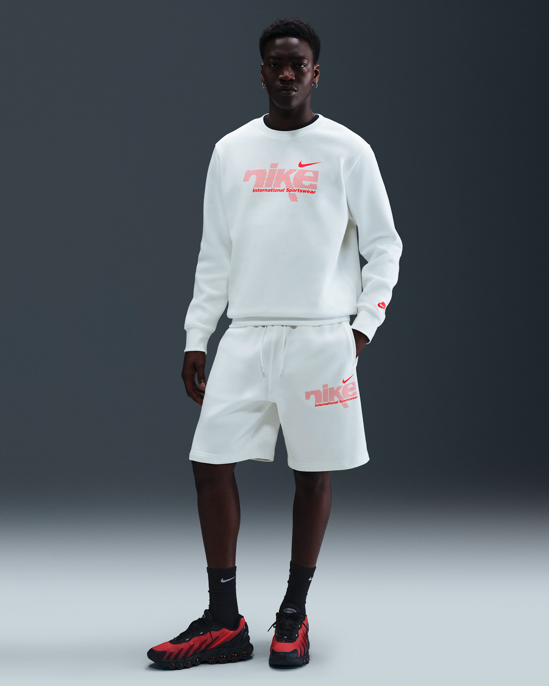 Nike Sportswear Club Men's Fleece Shorts - Summit White/Bright Crimson