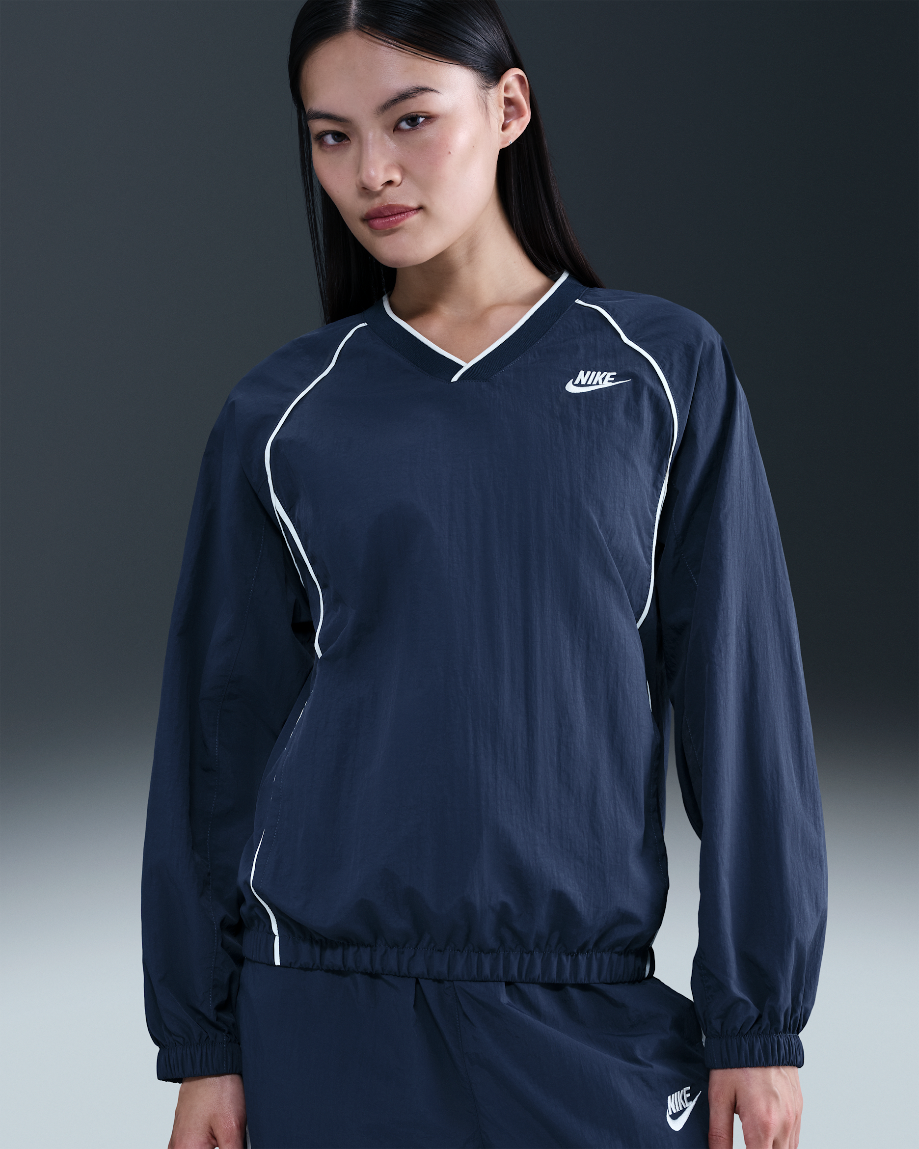 Nike Sportswear Windrunner Women's Pullover Top - Midnight Navy/Sail