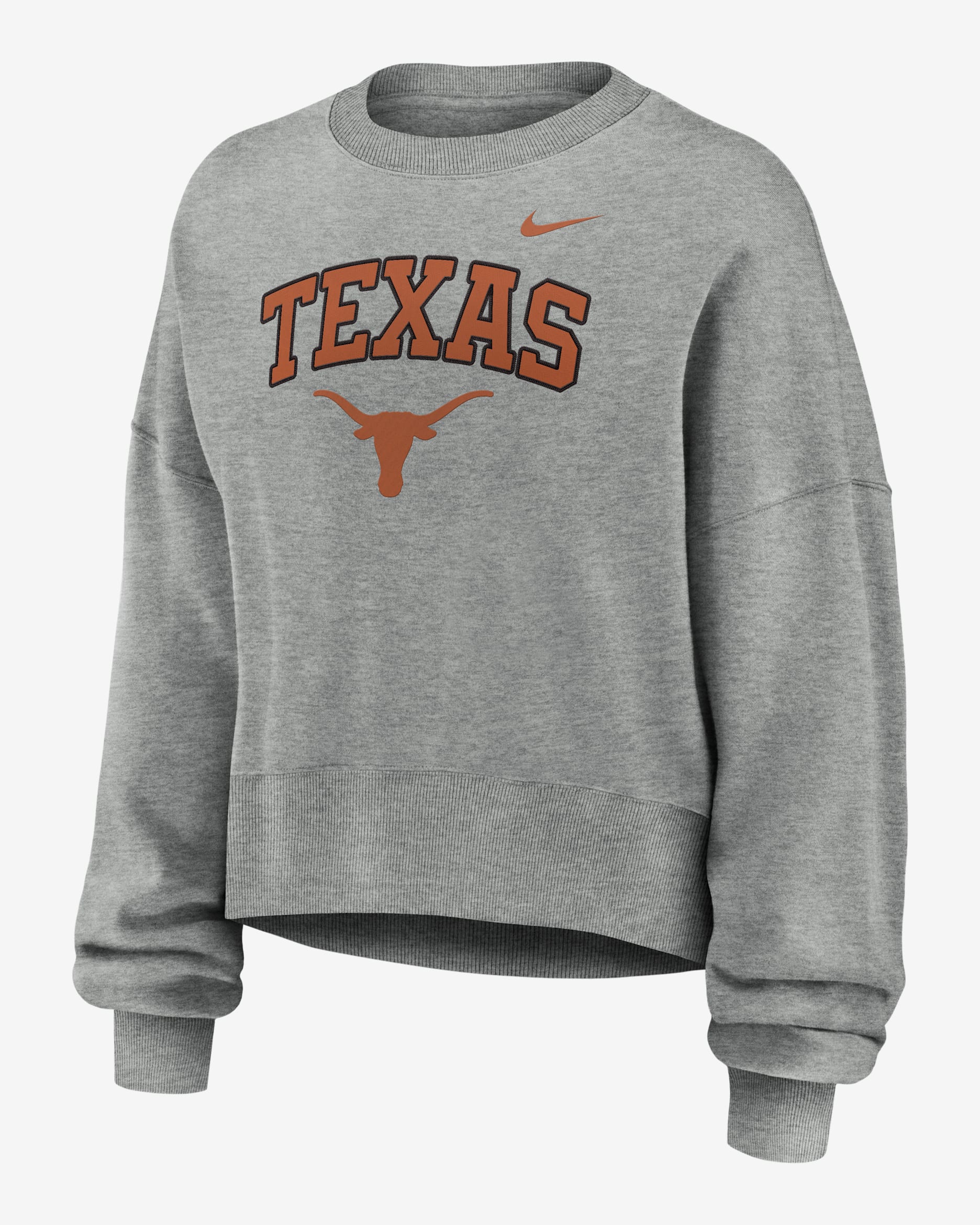 Sudadera de cuello redondo sin cierre universitaria Nike para mujer Texas Phoenix Arch - Gris jaspeado