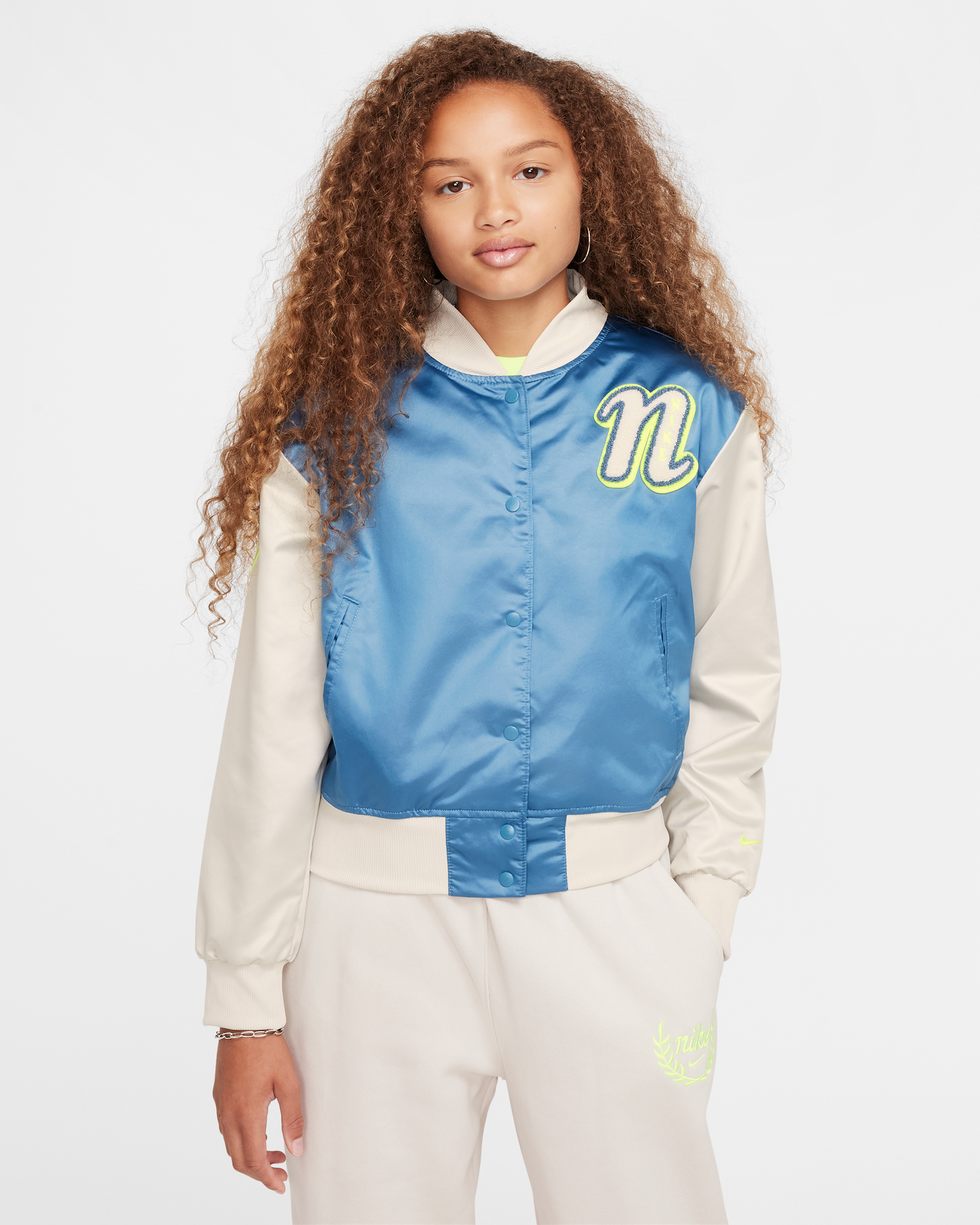 Nike Sportswear Girls' Varsity Jacket - Aegean Storm/Light Bone