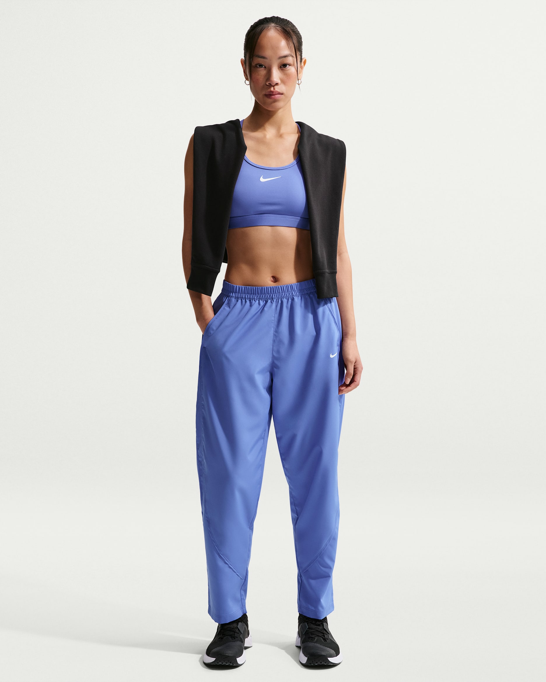 나이키 원 여성 드라이 핏 미드라이즈 우븐 팬츠 - 사파이어/화이트