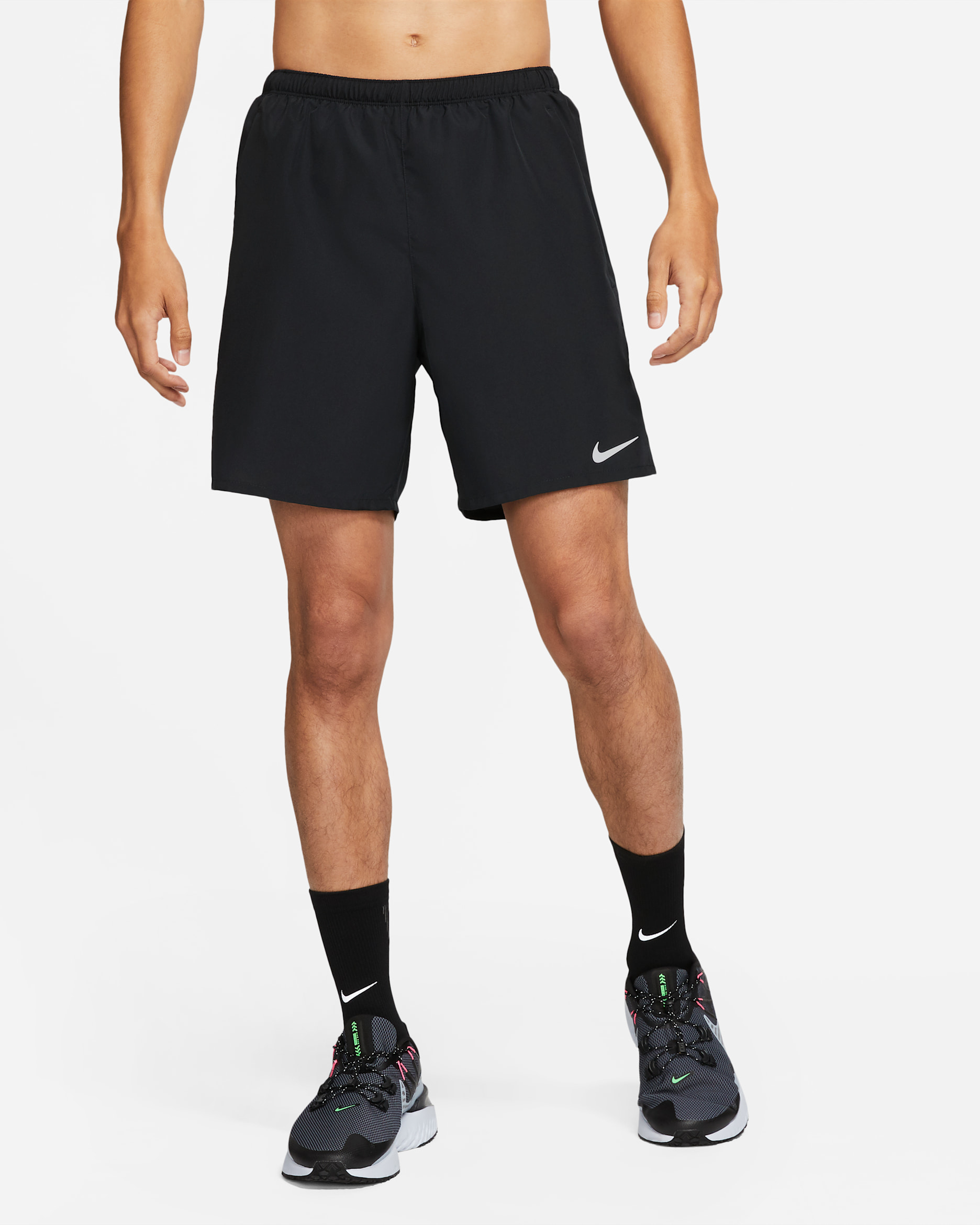 ナイキ チャレンジャー メンズ 2イン1 ランニングショートパンツ - ブラック