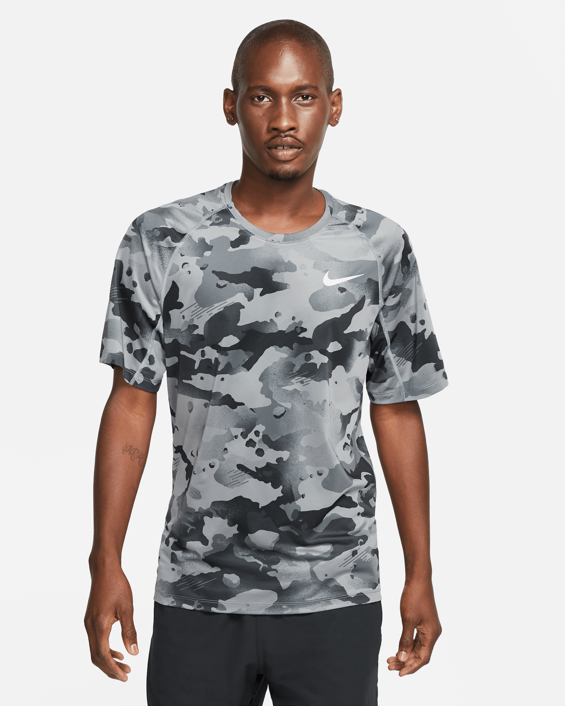 Nike Pro kortermet overdel med kamomønster til herre - Smoke Grey/Grey Fog