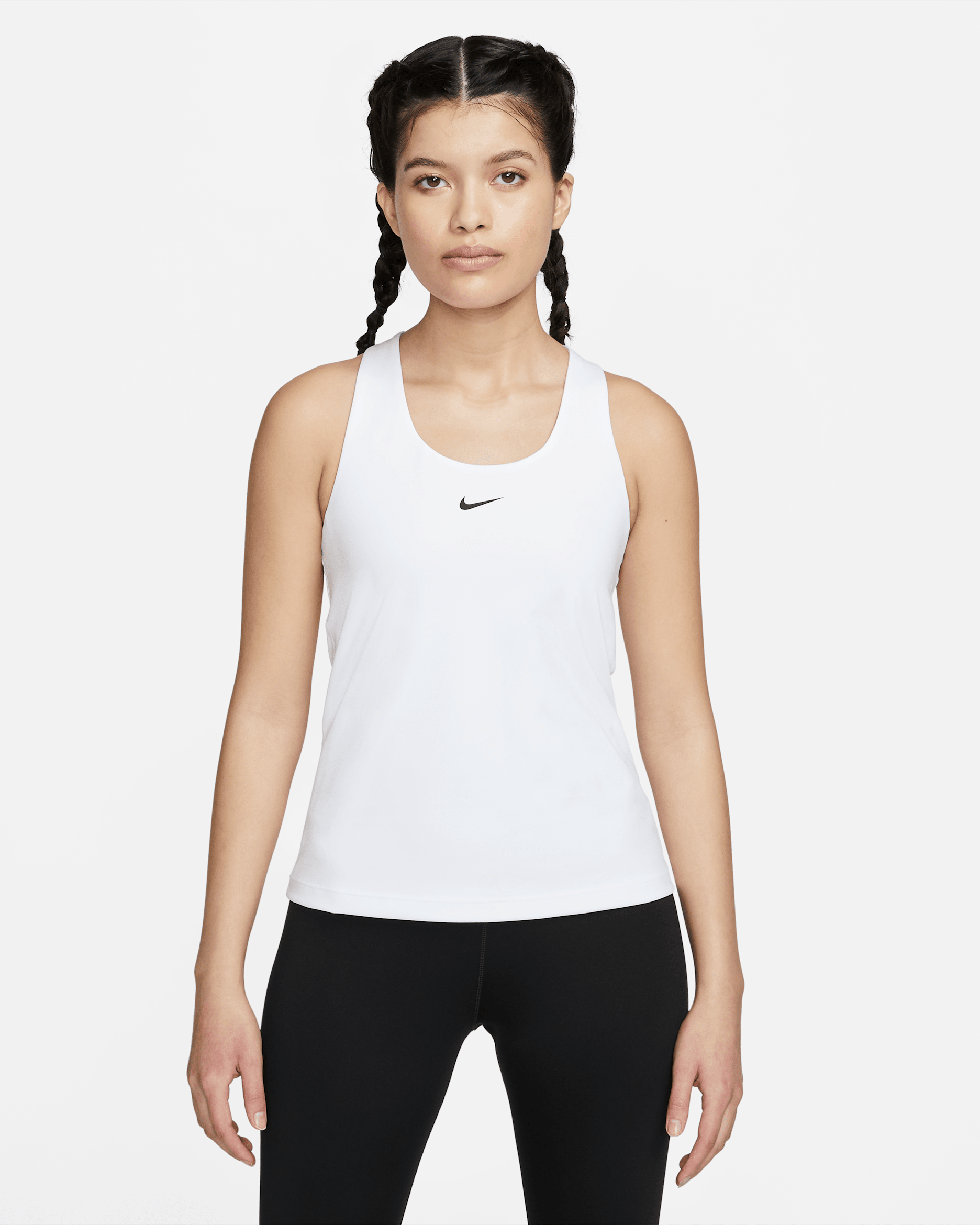 Nike Swoosh Women's Medium-support Padded Sports Bra Tank - White/Stone Mauve/Black