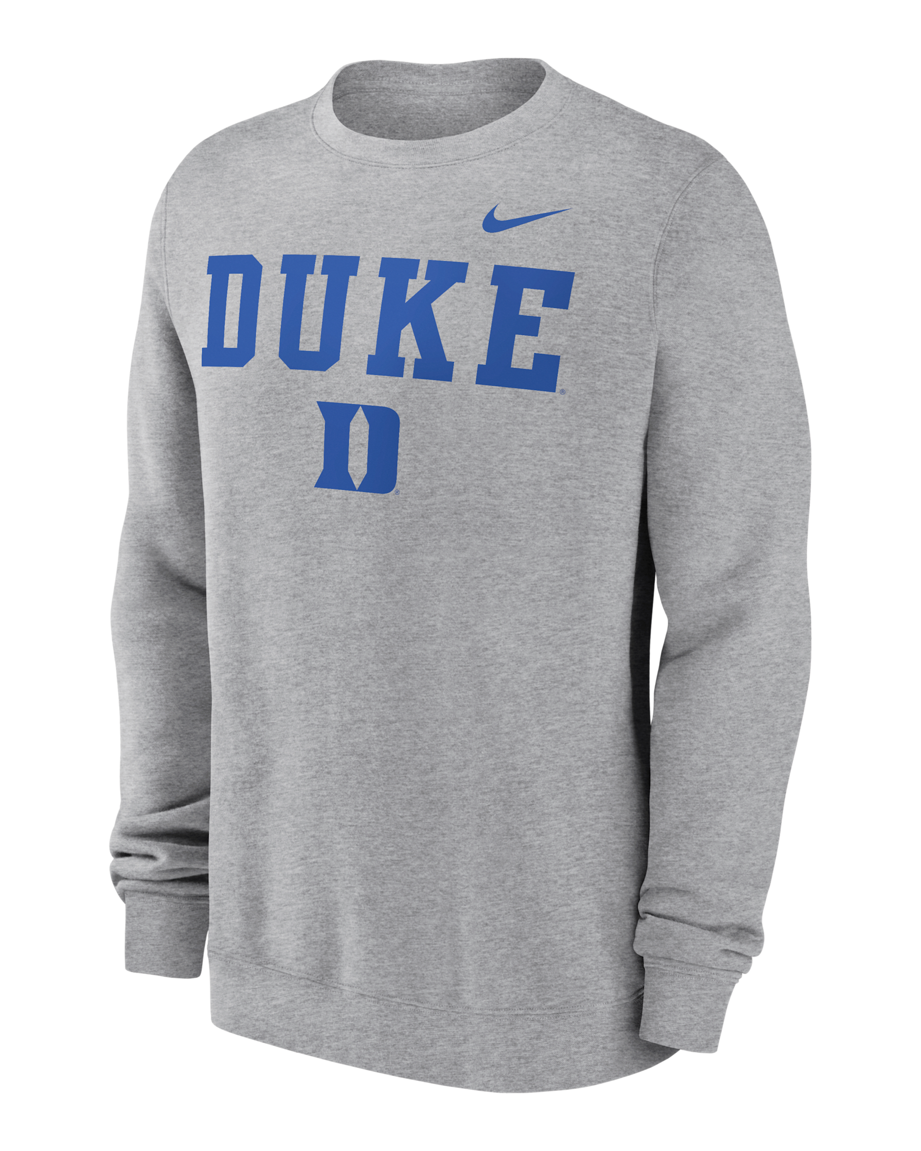 Duke Blue Devils Primetime Primary Stack Men's Nike College Pullover Crew - Dark Grey Heather