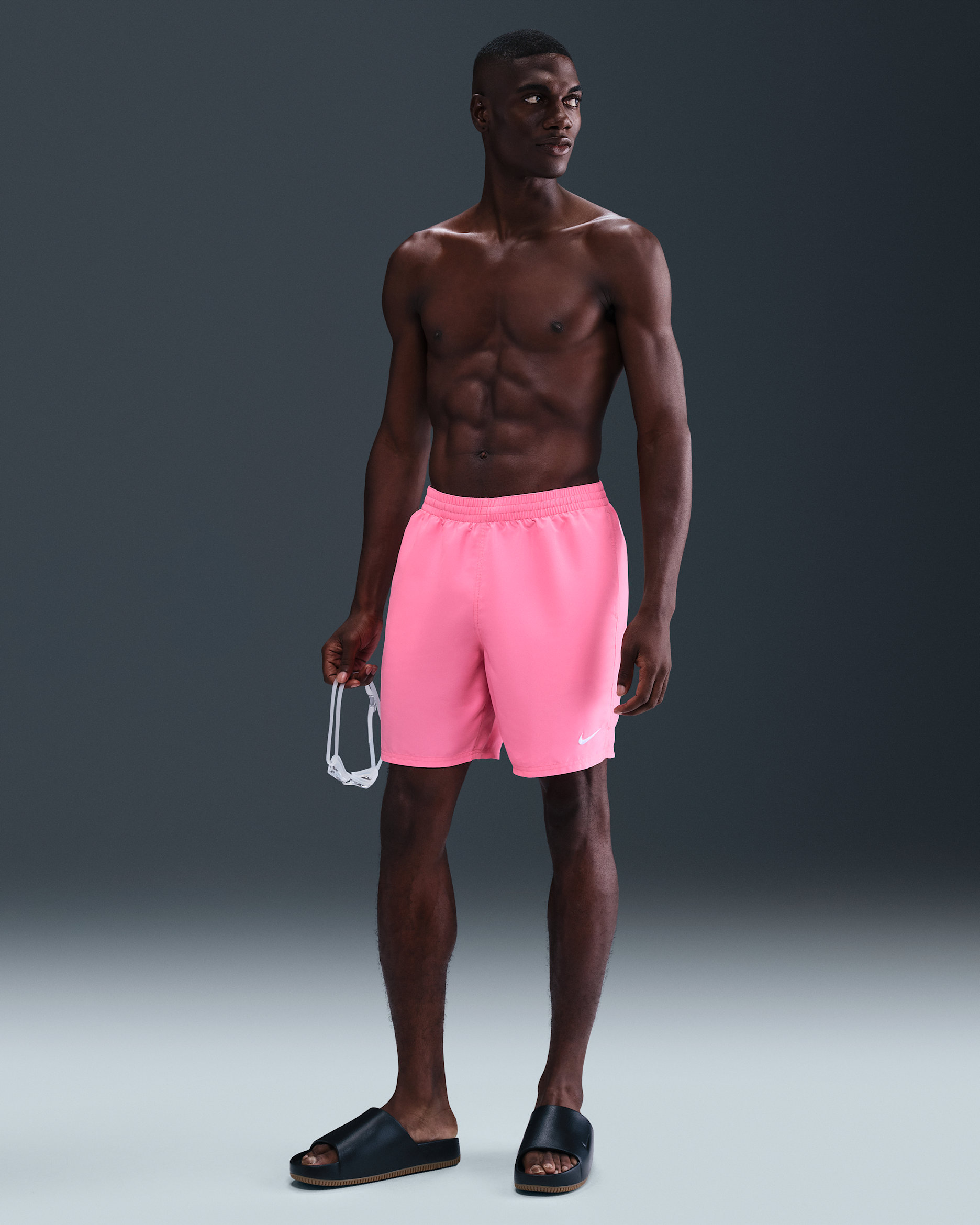 Shorts Volley de 18 cm con forro de ropa interior Nike Swim Breaker para hombre - Rosa resplandor/Rosa resplandor/Negro/Blanco