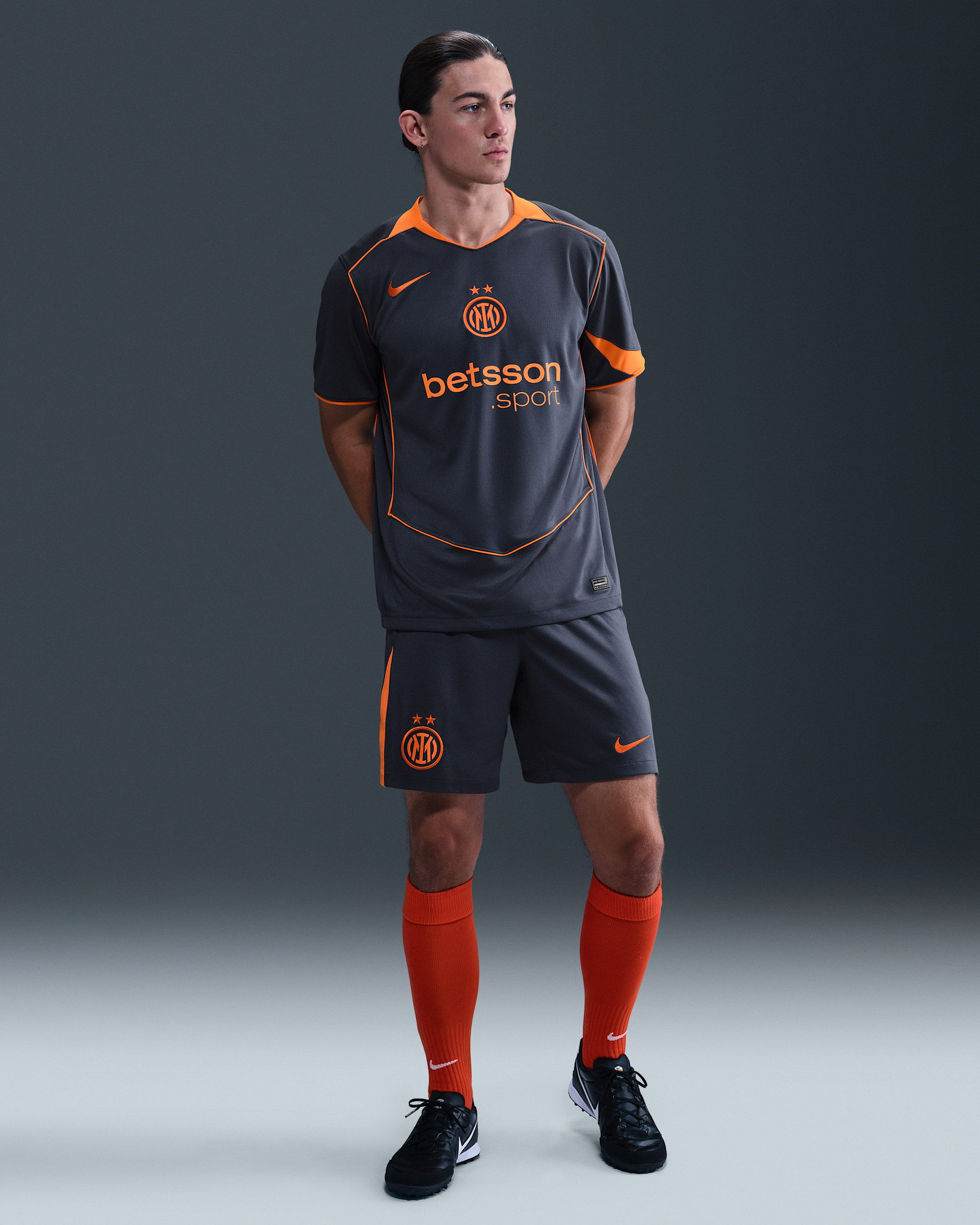 Inter Mailand 2025/26 Stadium Third Total 90 Replika-Fußballshorts mit Nike Dri-FIT-Technologie (Herren) - Thunder Blue/Safety Orange/Safety Orange