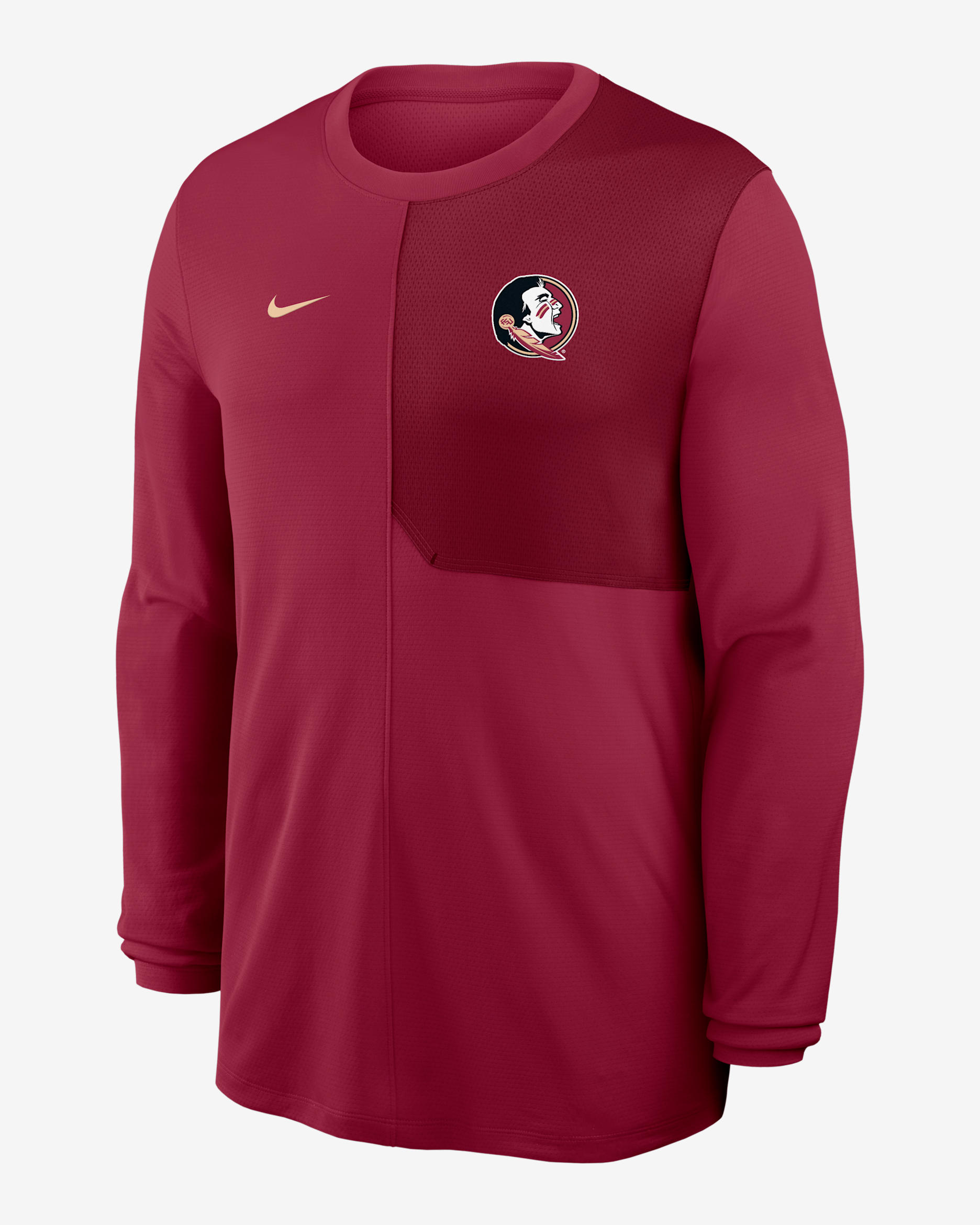 Florida State Sideline Coach Men's Nike Dri-FIT College Long-Sleeve Top - Garnet