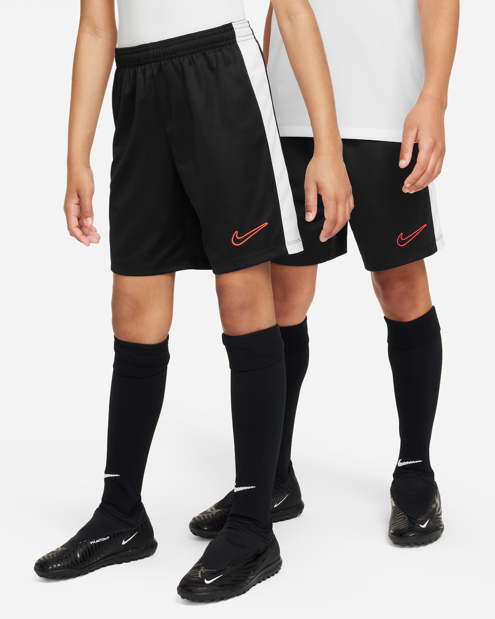 Nike Dri-FIT Academy Kids' Football Shorts - Black/White/Bright Crimson