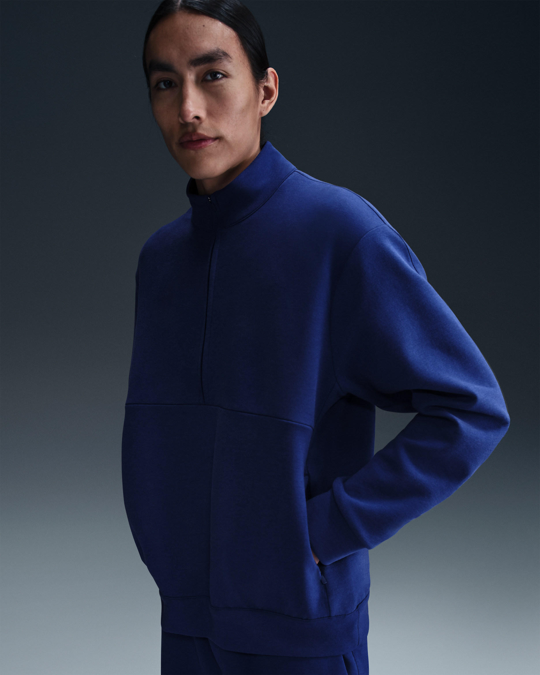 เสื้อซิปสั้น Dri-FIT ผู้ชาย Nike 24.7 ImpossiblySoft - Deep Royal Blue/Blue Void