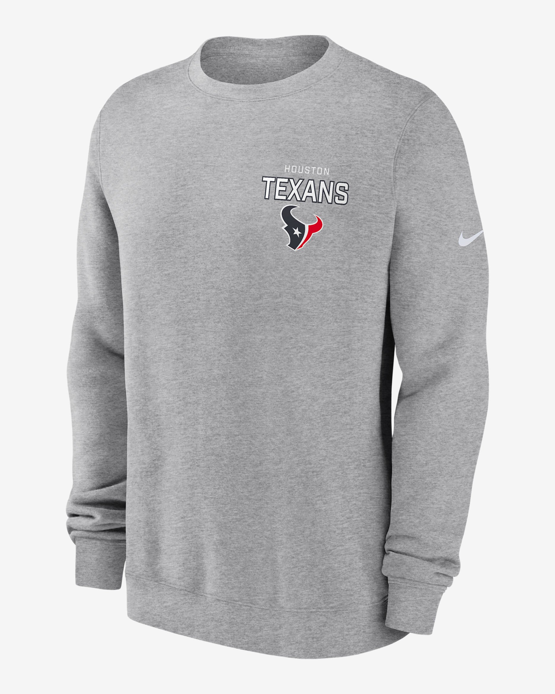 Houston Texans Draw Block Club Men's Nike NFL Pullover Crew - Grey Heather