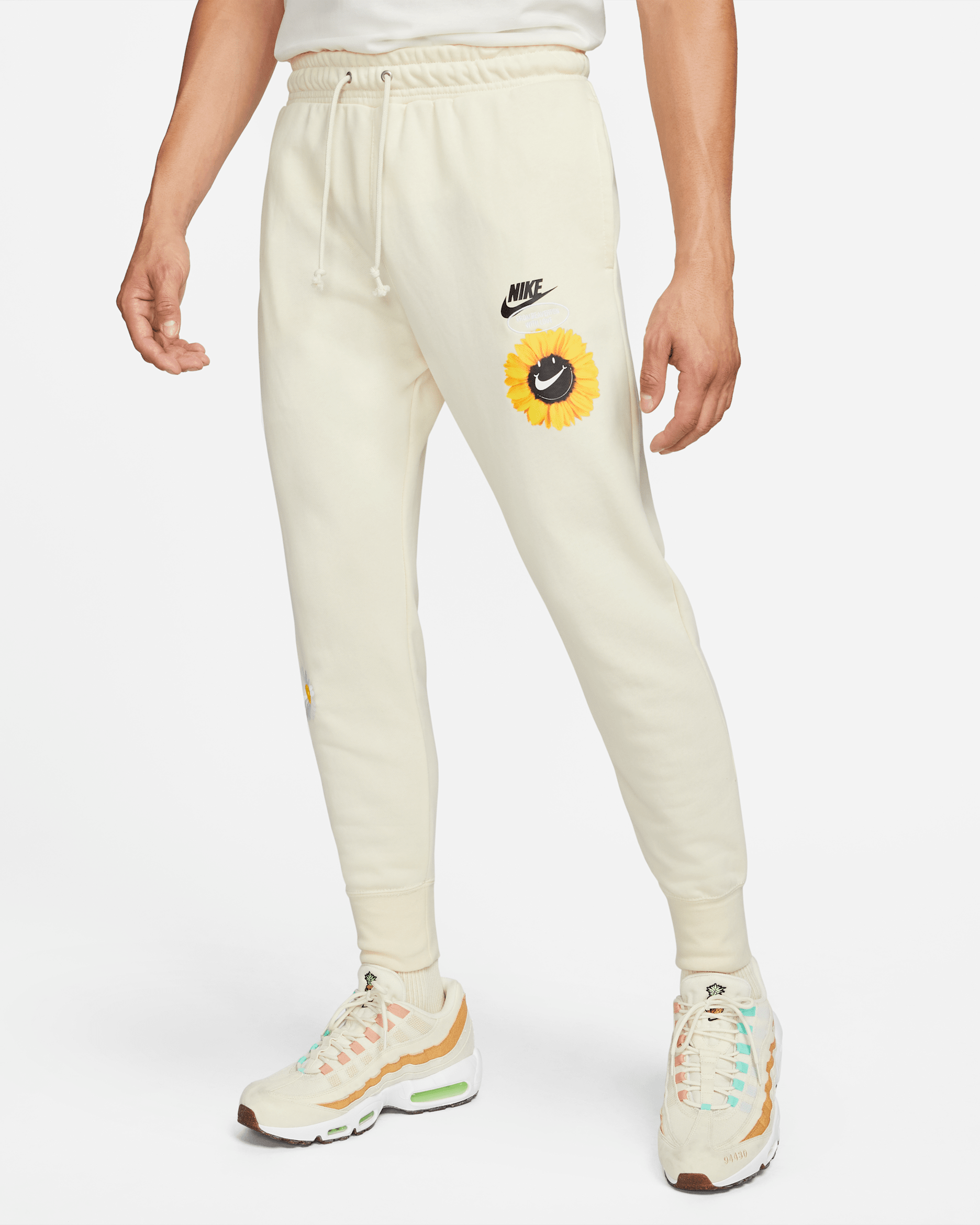 Nike Sportswear Men's French Terry Trousers - Coconut Milk/Black