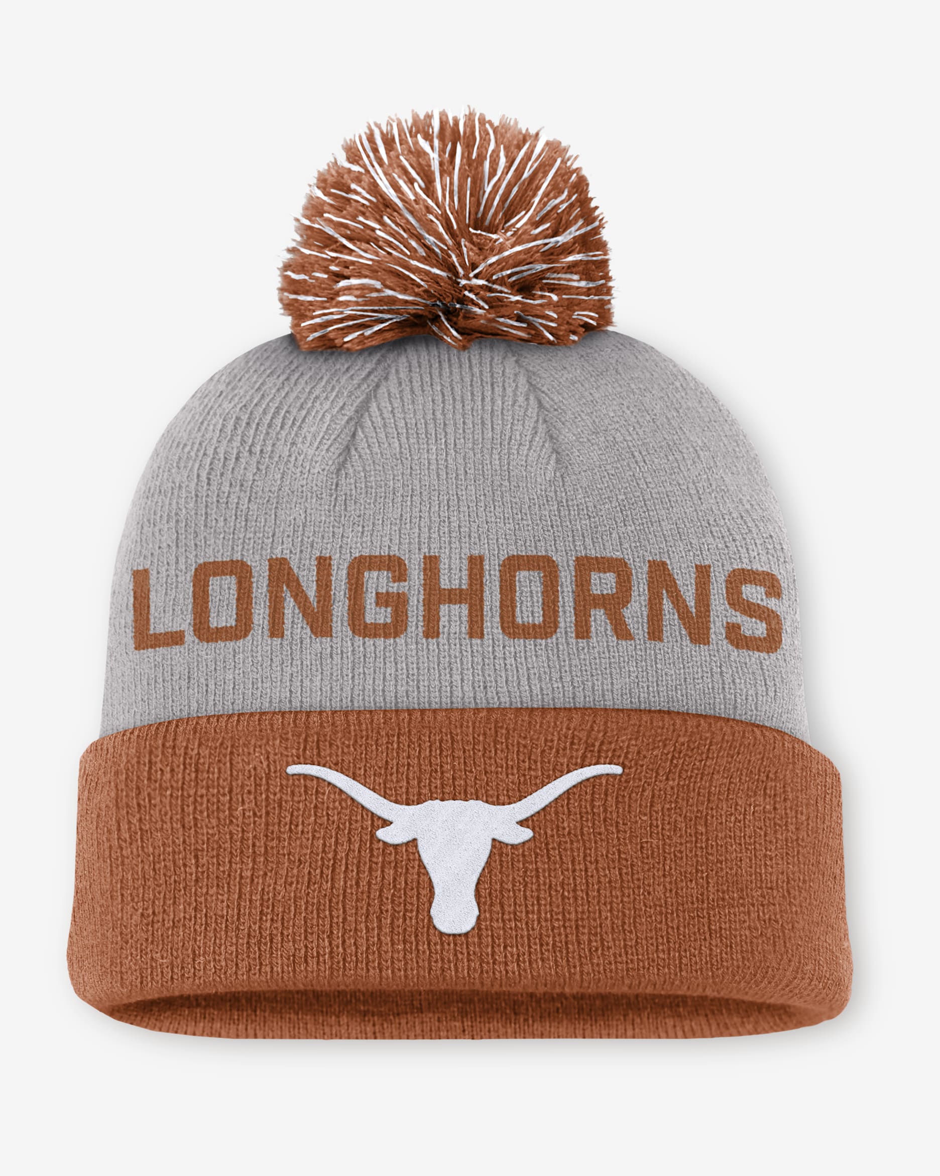 Gorro con dobladillo y pompón universitario Nike para hombre Texas Primetime Peak - Gris