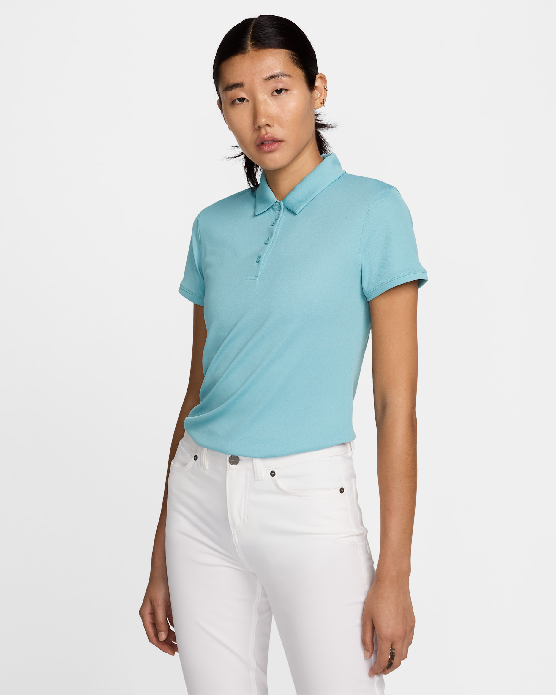 Nike Dri-FIT Victory Women's Golf Polo - Denim Turquoise/White