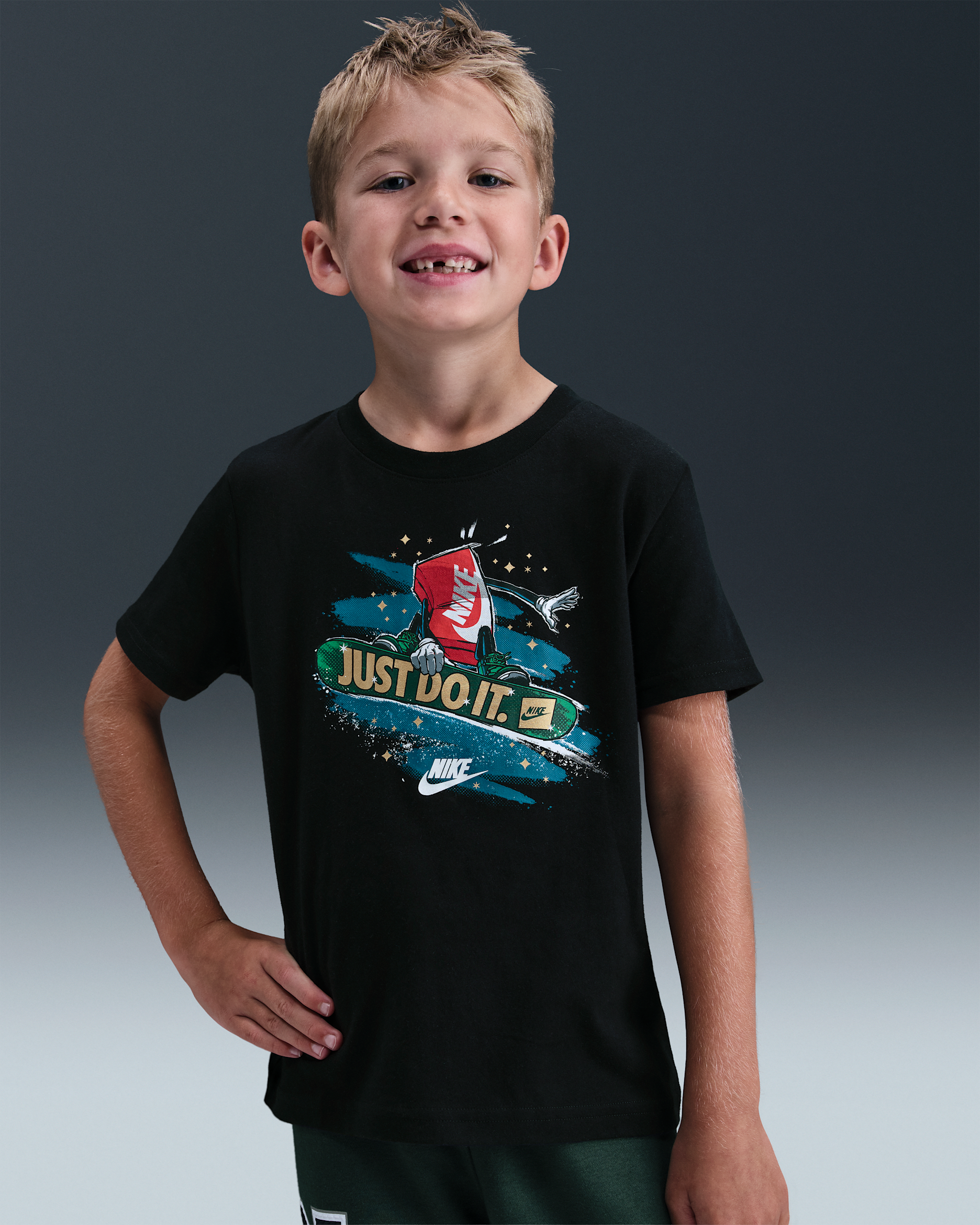 Nike Little Kids' Snowboard Boxy T-Shirt - Black