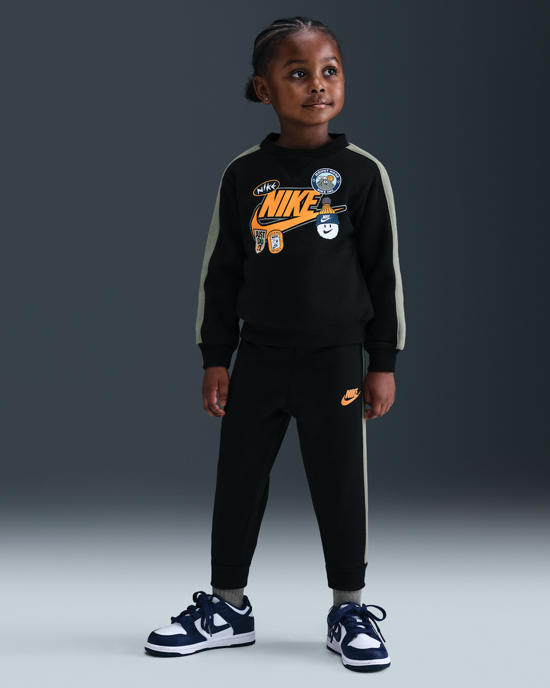 Conjunto de pants de 2 piezas de tejido Fleece infantil Nike - Negro