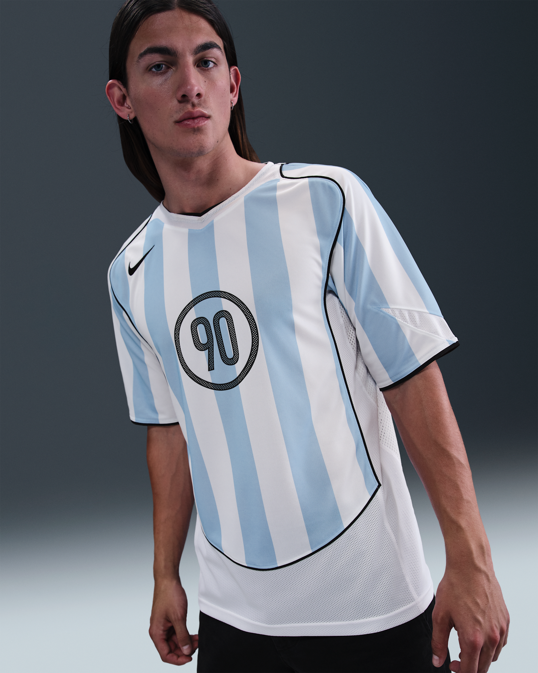 Nike Total 90 Dri-FIT Fußballtrikot (Herren) - Psychic Blue/Weiß/Schwarz/Schwarz