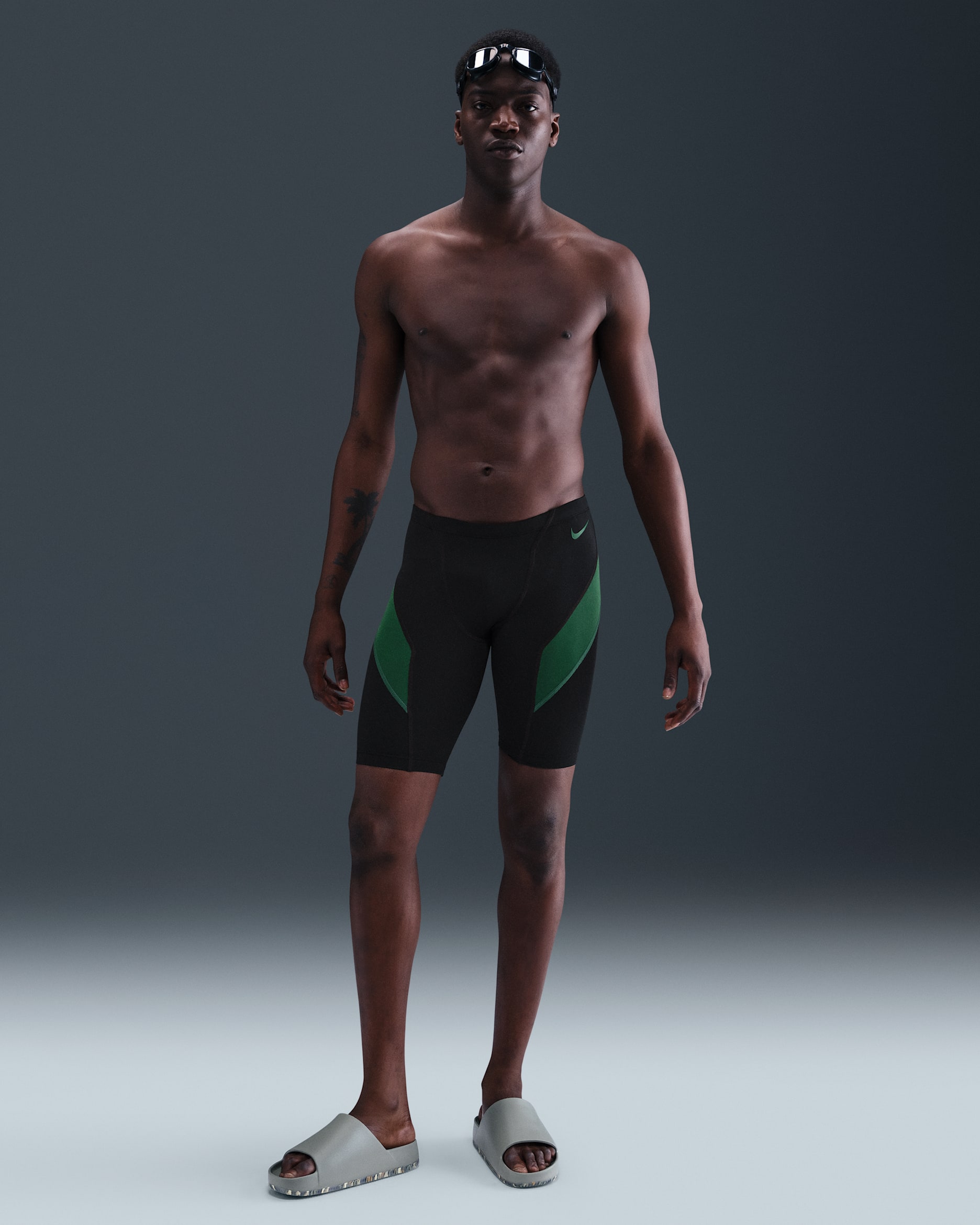 Jammer para hombre Nike Swim HydraStrong Vex Colorblock - Verde desfiladero/Negro/Verde desfiladero