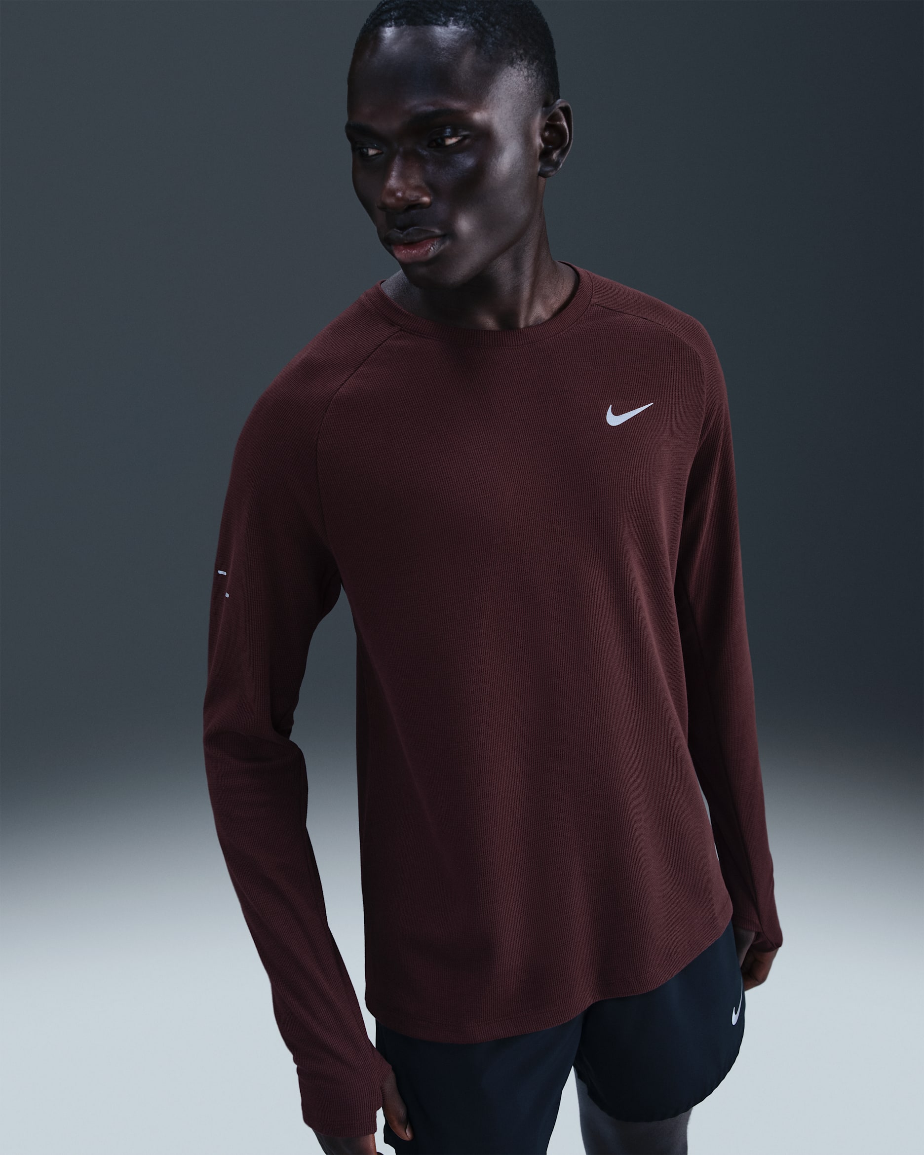 Nike Stride Men's Dri-FIT Running Waffle Crew - Burgundy Crush