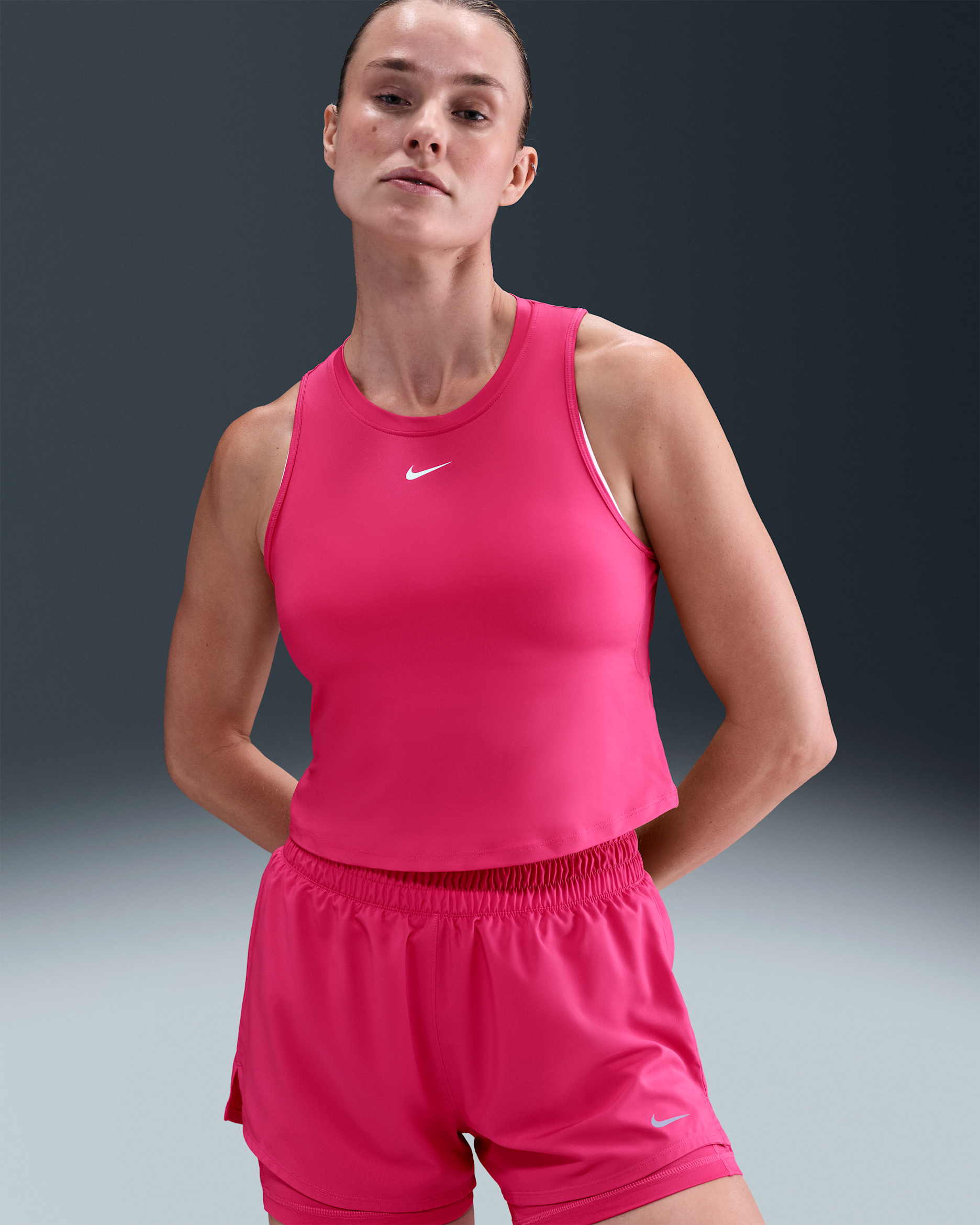 Nike One Classic Dri-FIT Kurztanktop für Damen - Rush Pink/Weiß