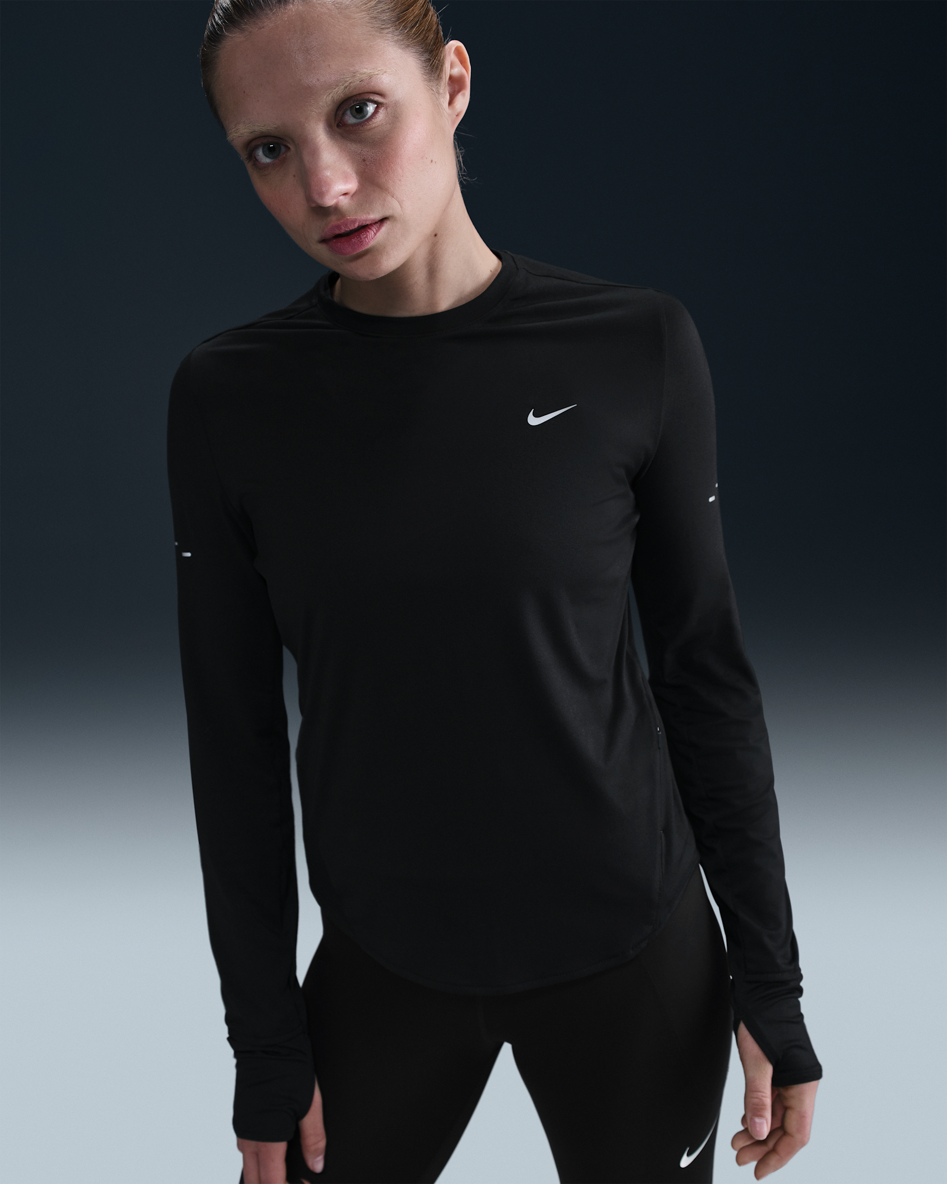 Nike Swift Women's Dri-FIT UV Long-Sleeve Crew-Neck Running Top - Black