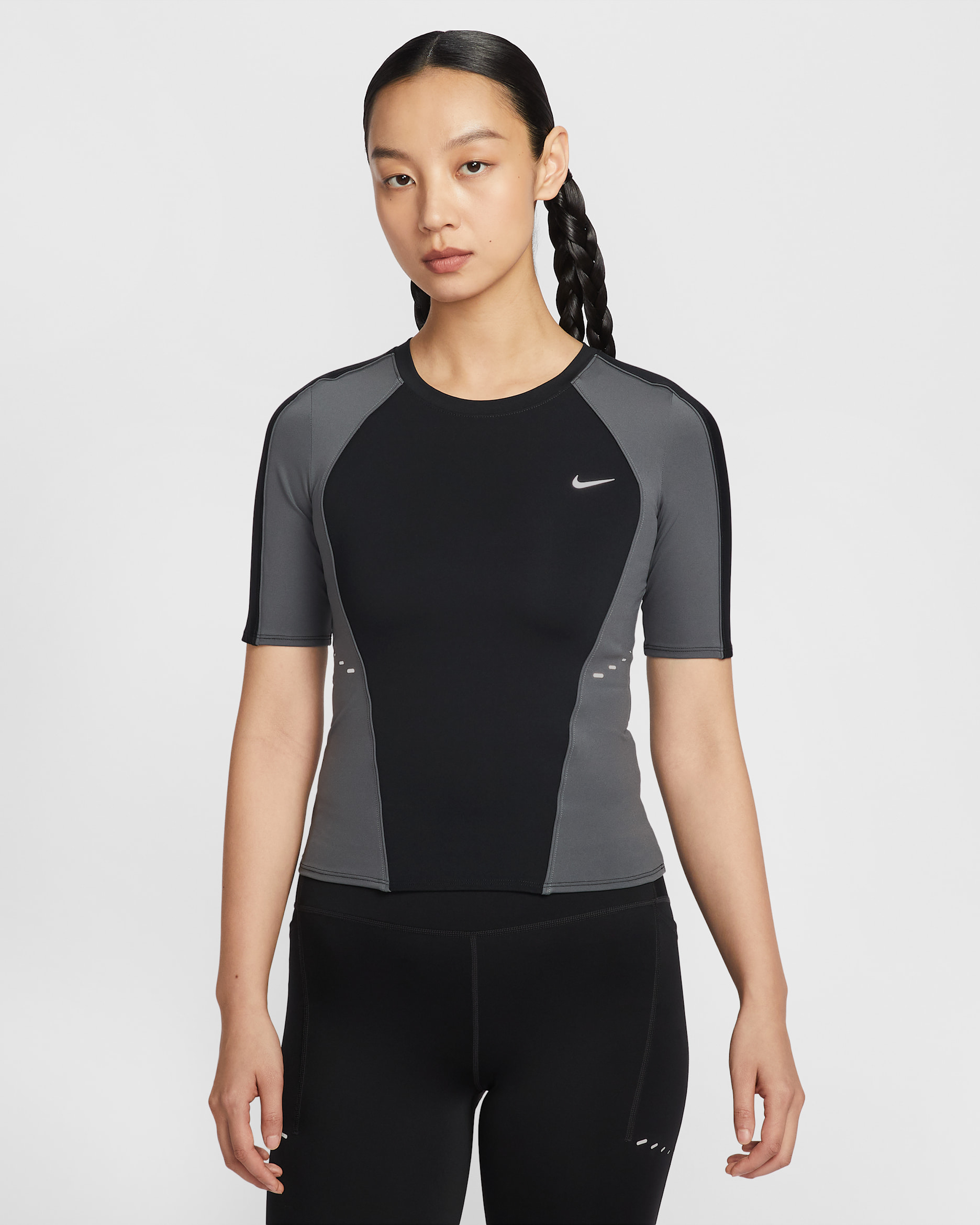 Nike Swift Women's Dri-FIT Short-Sleeve Running Top - Black/Iron Grey/Iron Grey
