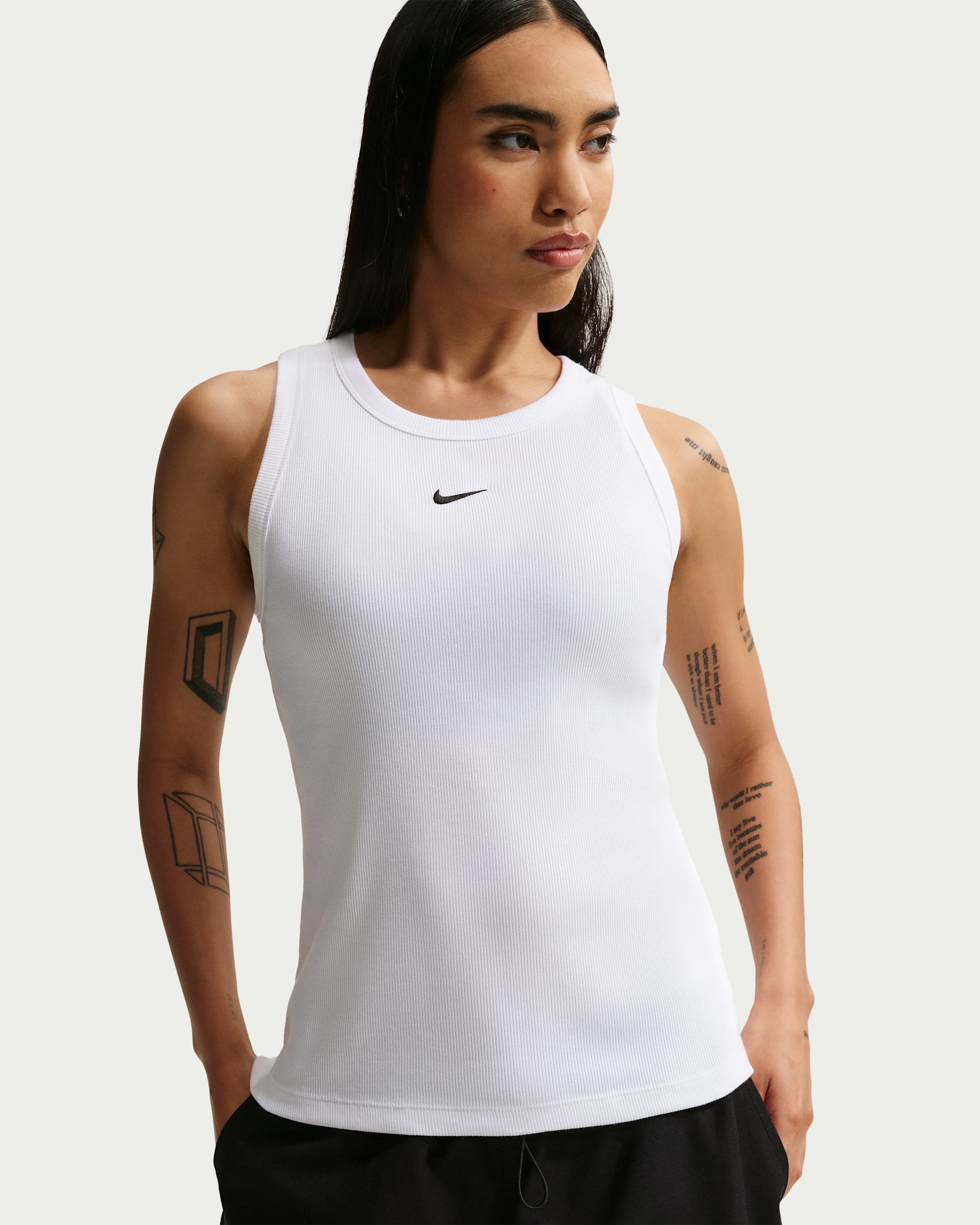 Nike Sportswear Women's Tight Ribbed Tank Top - White/Black
