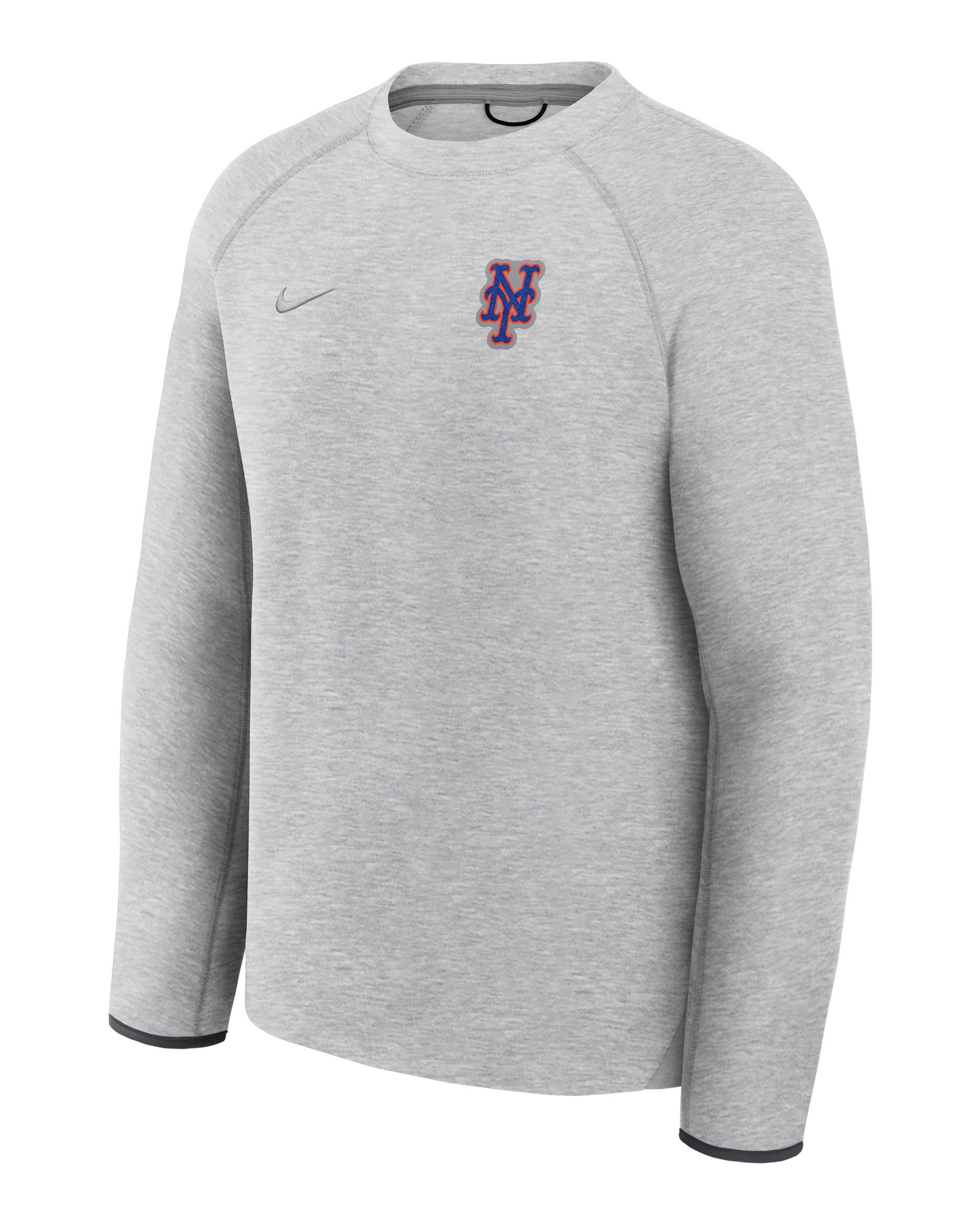 Sudadera de cuello redondo sin cierre Nike de la MLB para hombre New York Mets Tech Fleece - Gris oscuro jaspeado